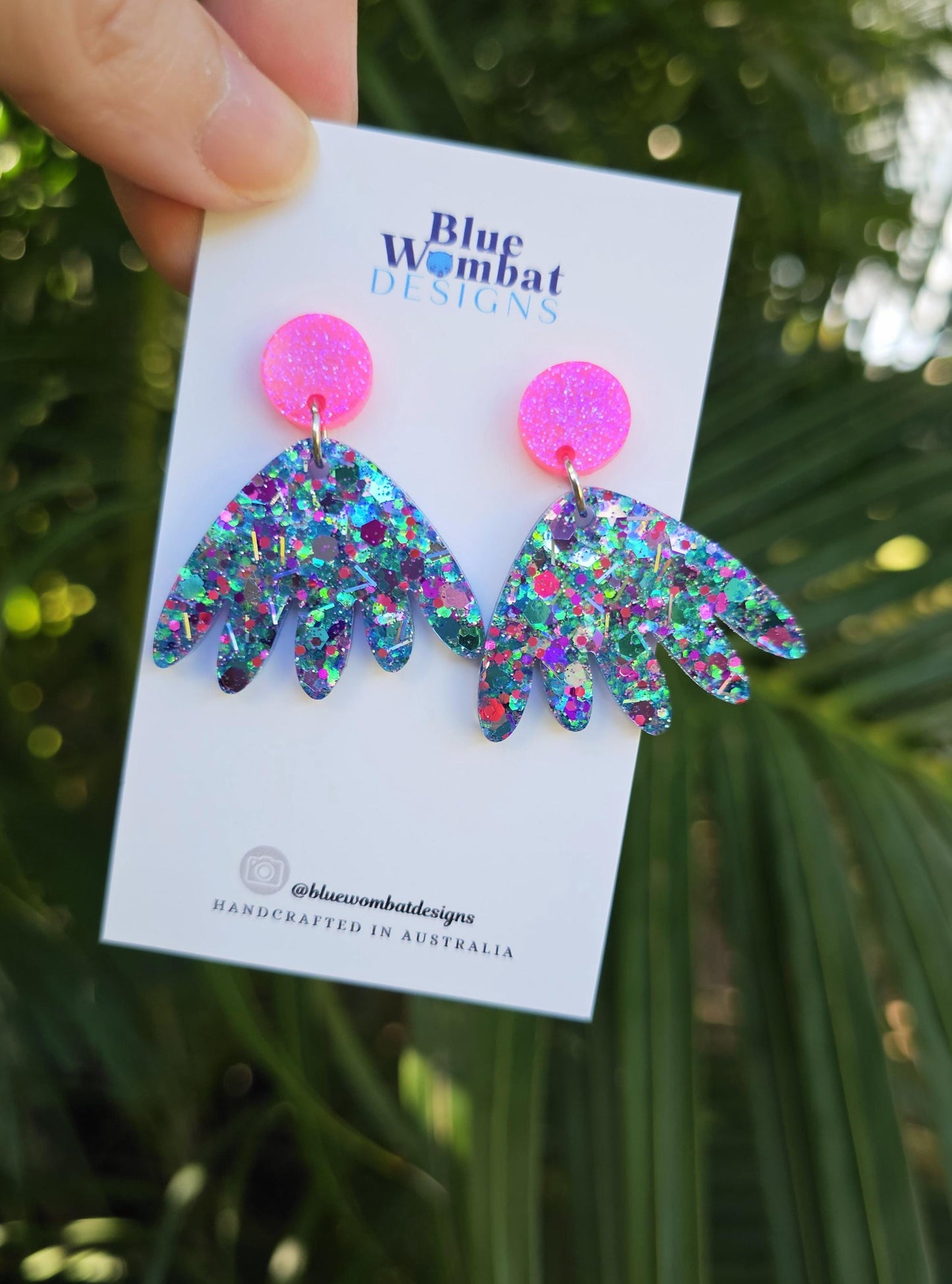 Colourful Glitter Resin Statement Earrings