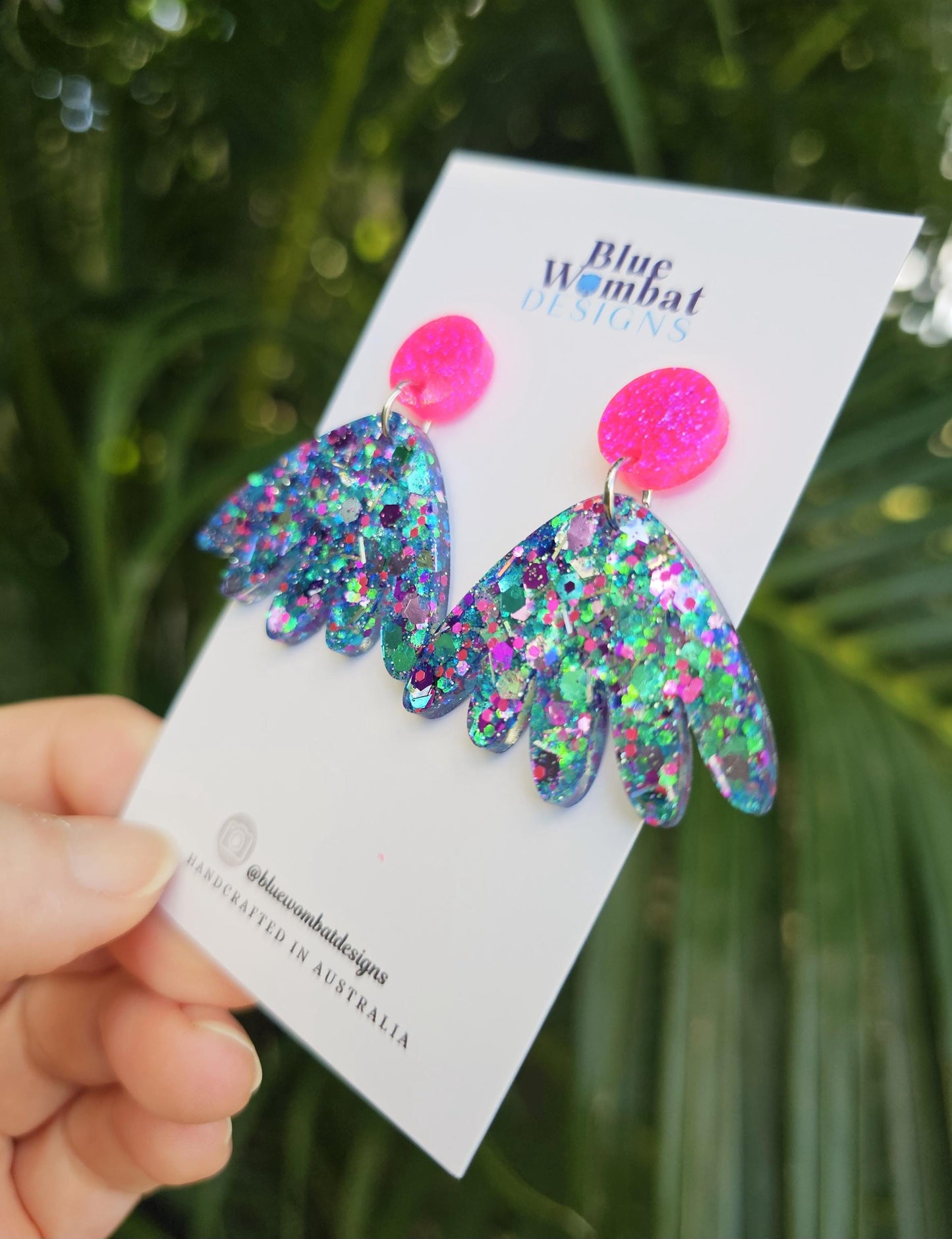 Colourful Glitter Resin Statement Earrings