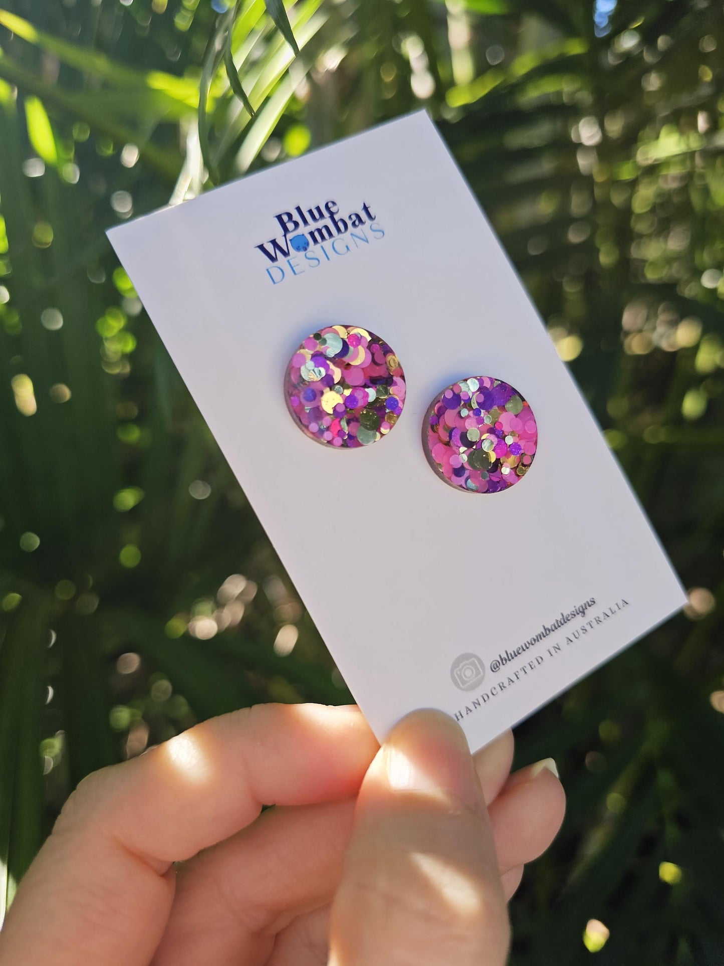 Resin Glitter Handmade Sparkle Studs 17mm