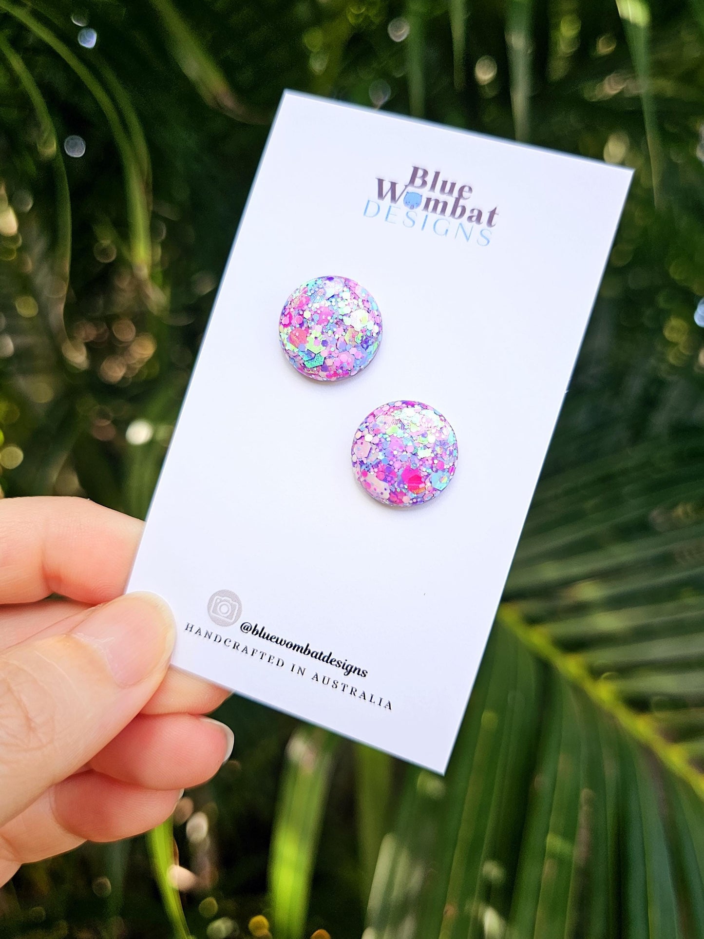 Colourful Glitter Resin Domed Studs 16mm