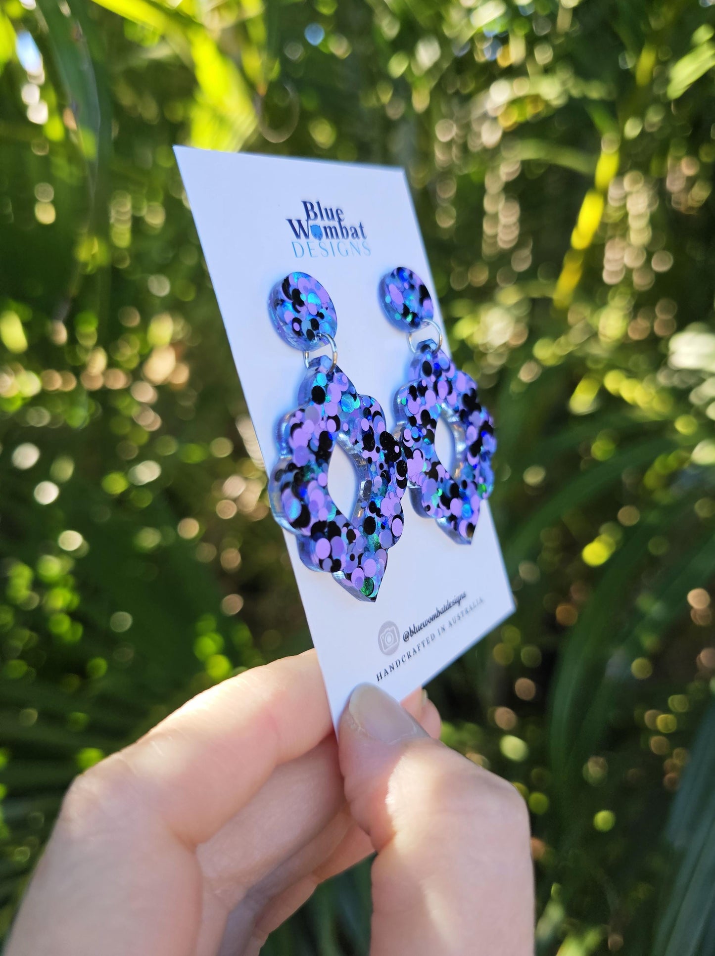 Colourful Glitter Resin Dangle Statement Earrings