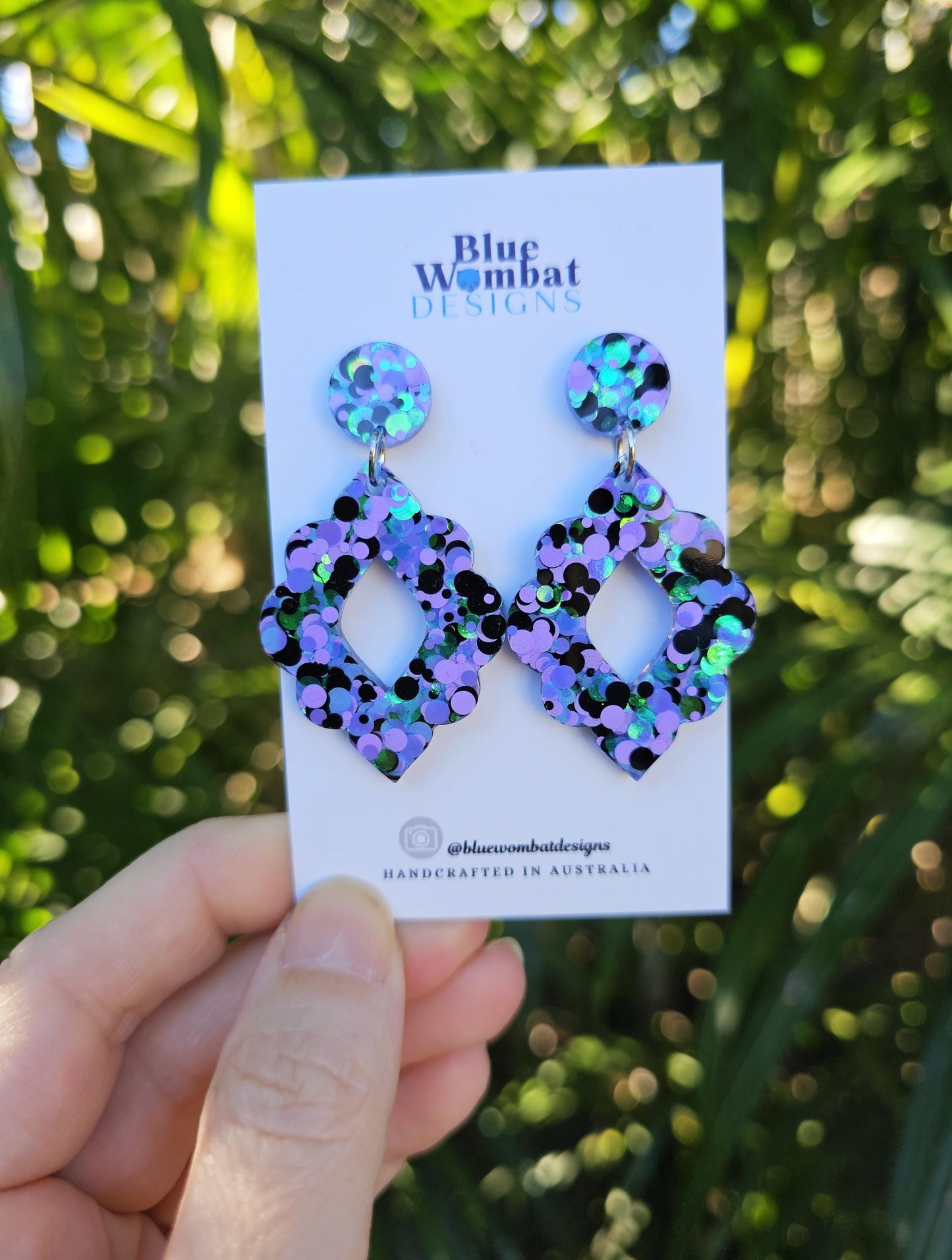 Colourful Glitter Resin Dangle Statement Earrings