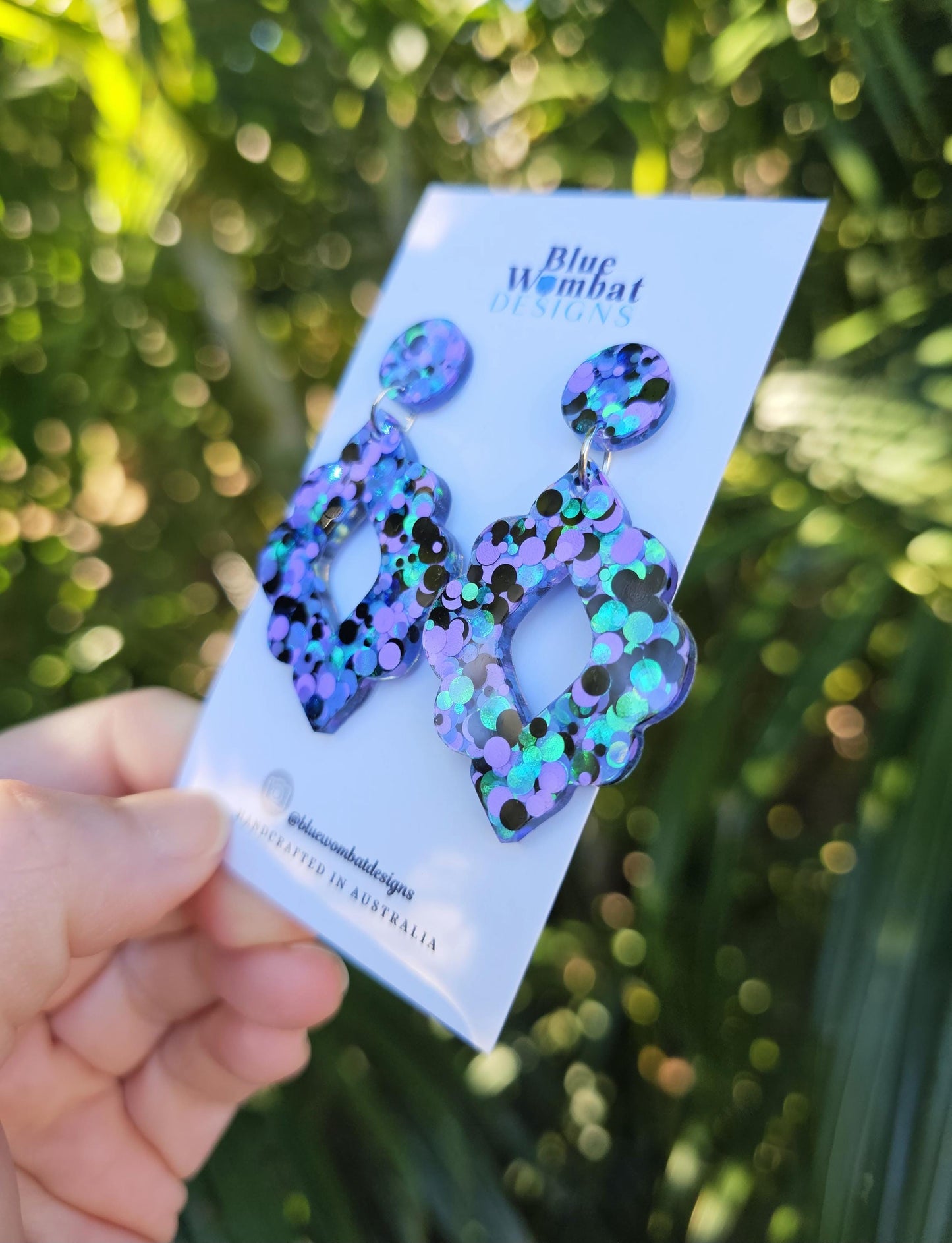Colourful Glitter Resin Dangle Statement Earrings