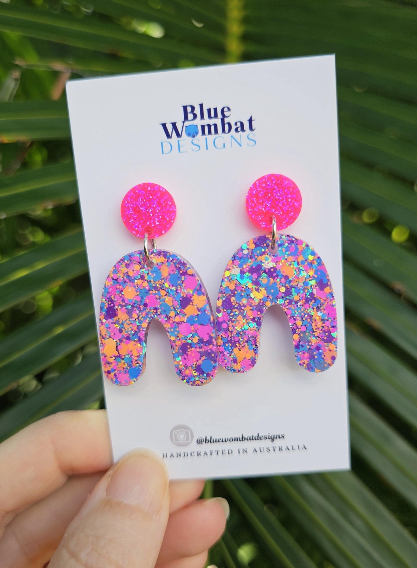 Arch Colourful Glitter Resin Dangle Earrings