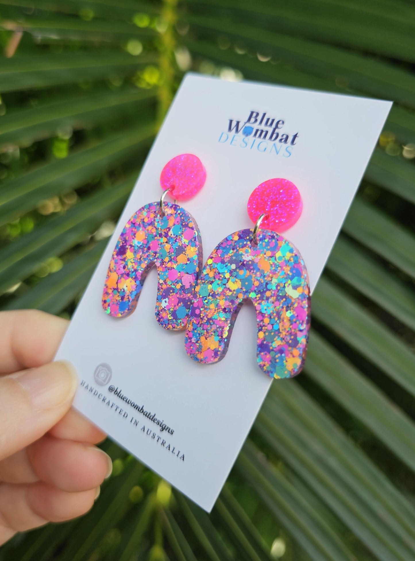 Arch Colourful Glitter Resin Dangle Earrings