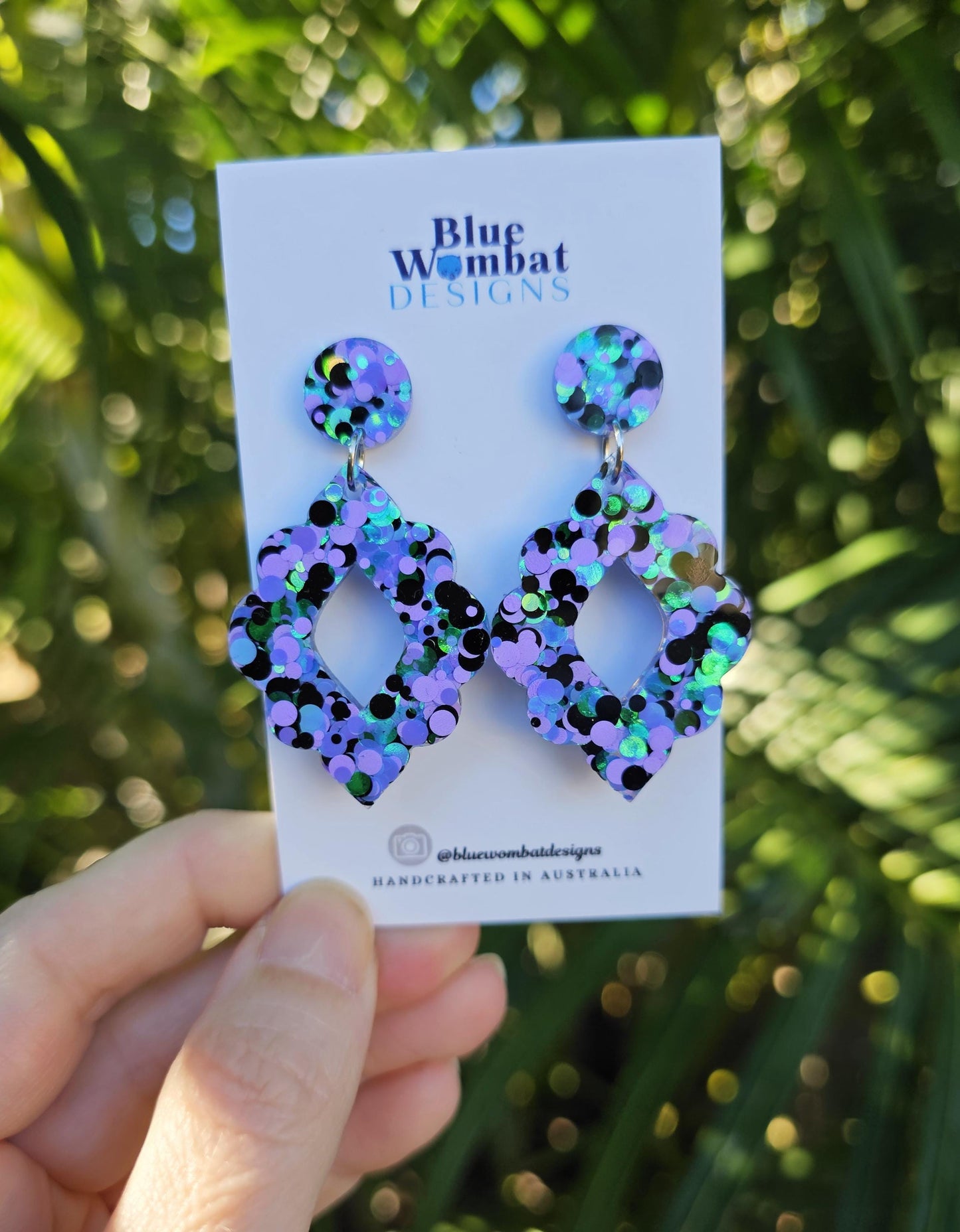Colourful Glitter Resin Dangle Statement Earrings