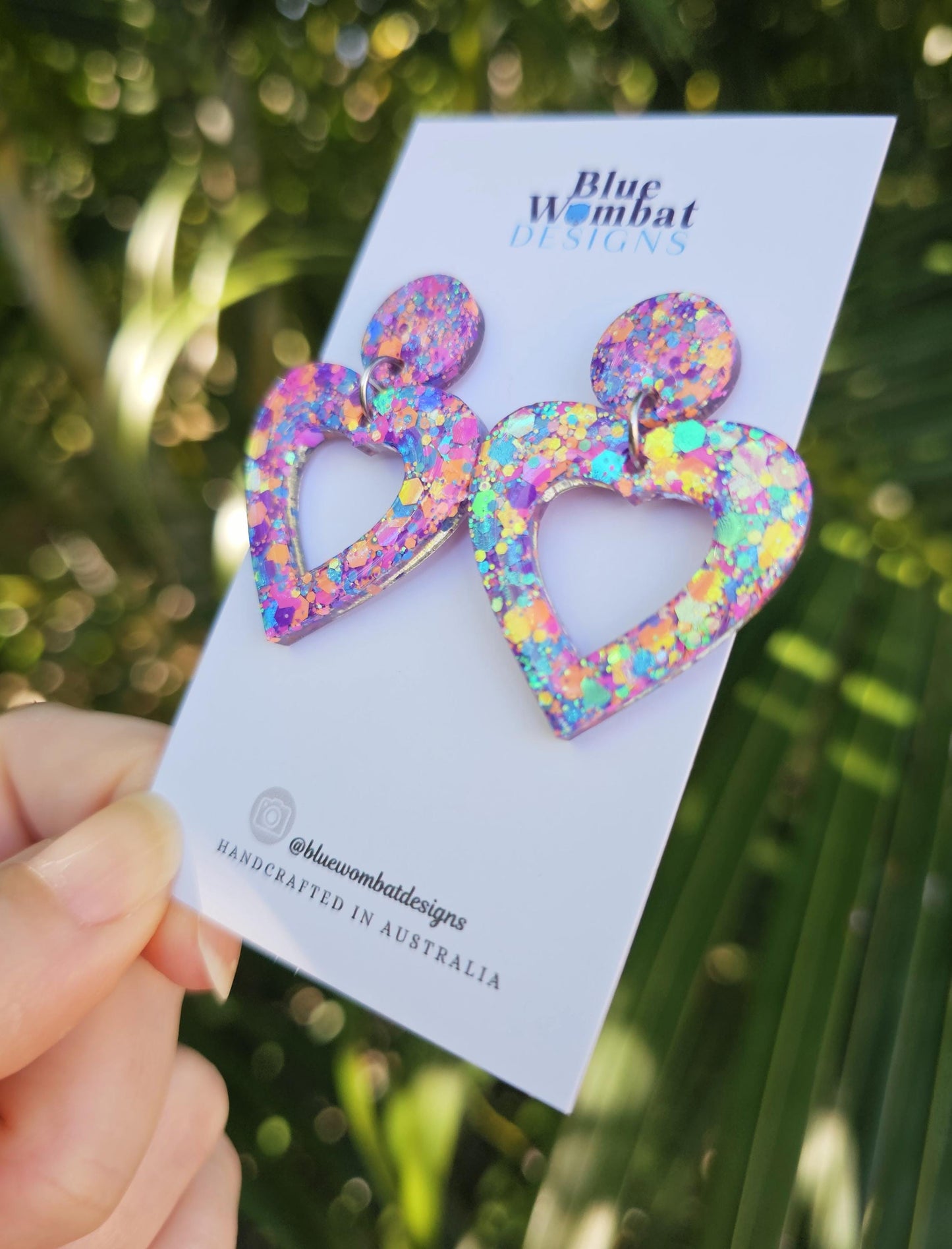 Love Heart Glitter Resin Dangle Earrings