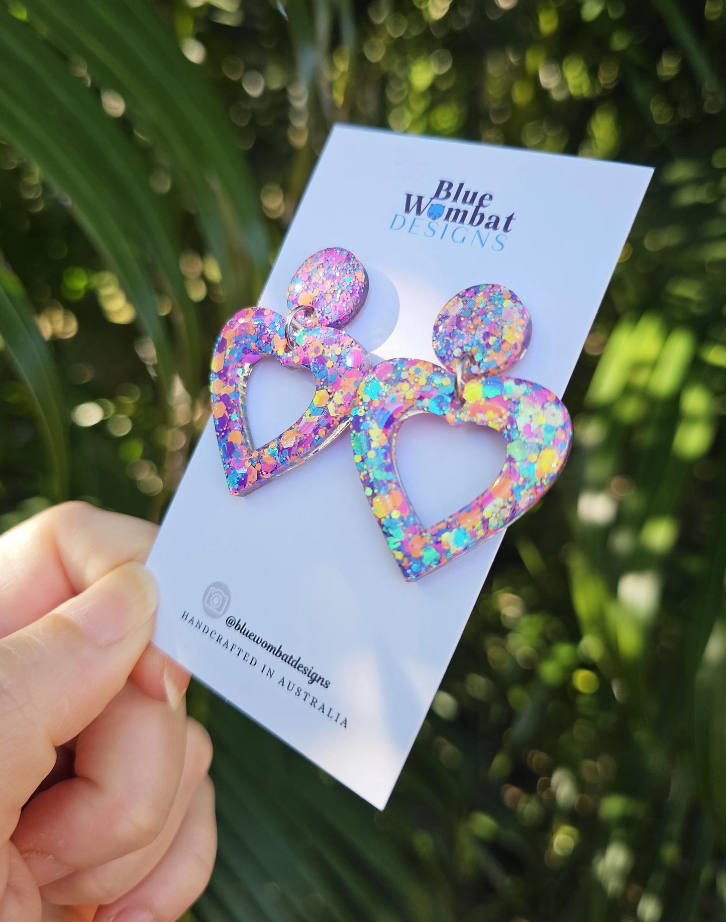 Love Heart Glitter Resin Dangle Earrings