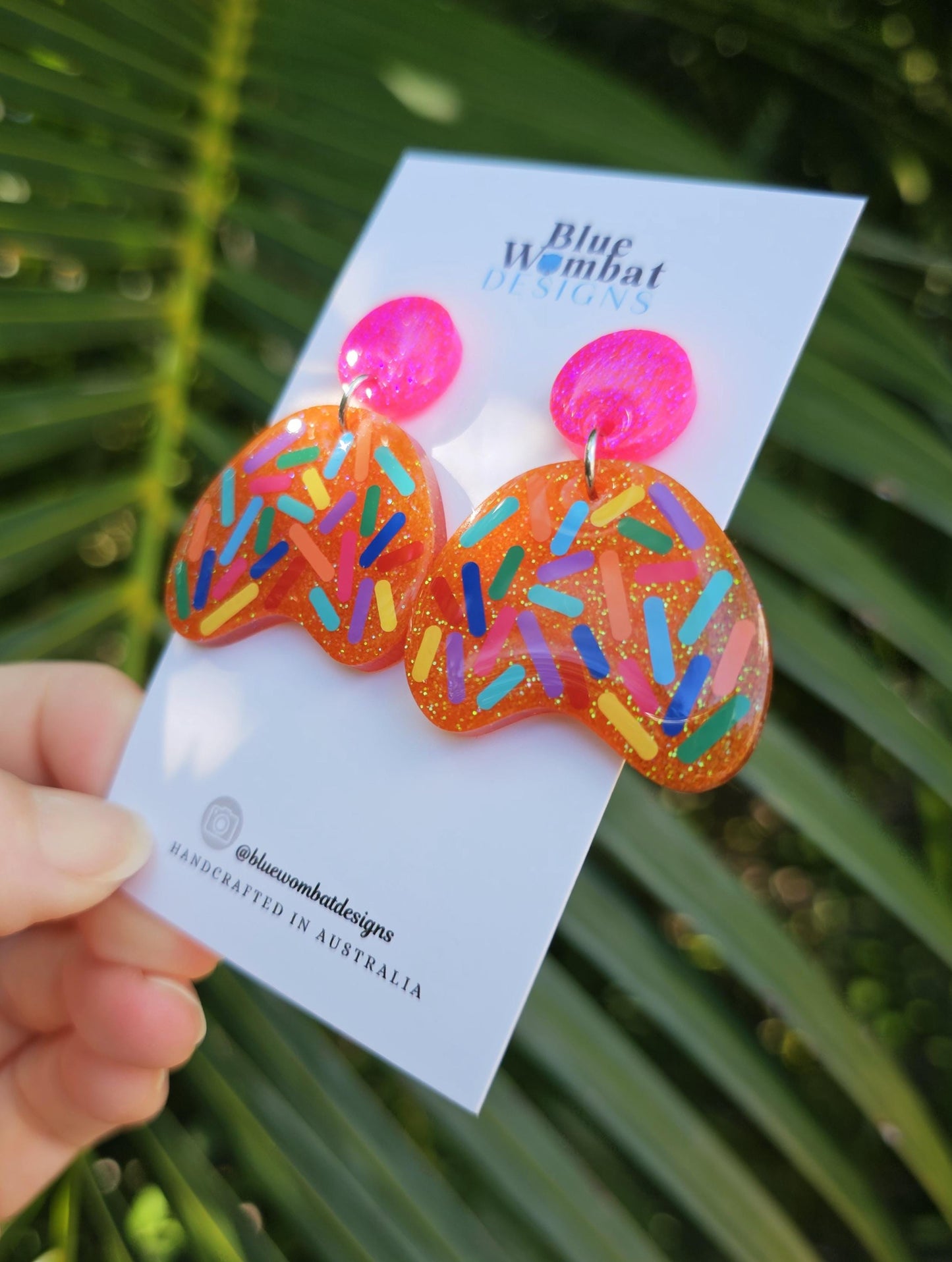 Resin Glitter Statement Domed Dangle Earrings