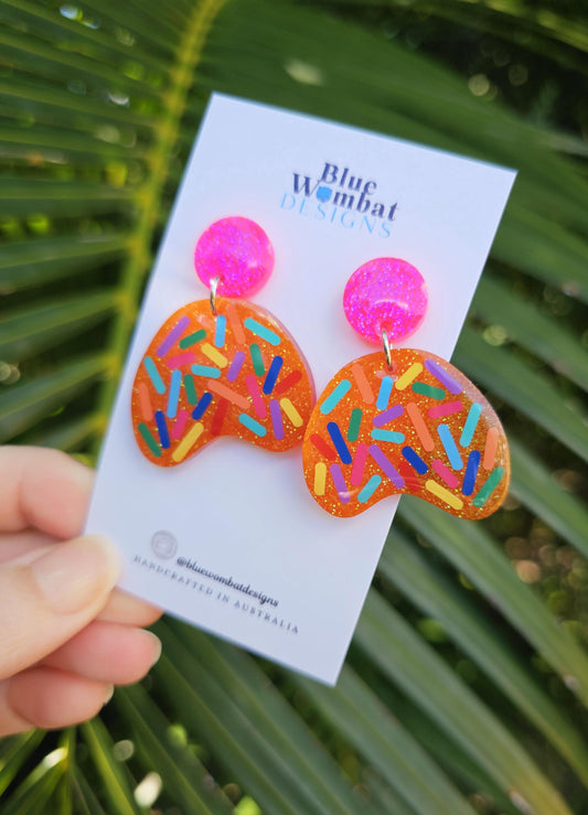 Resin Glitter Statement Domed Dangle Earrings