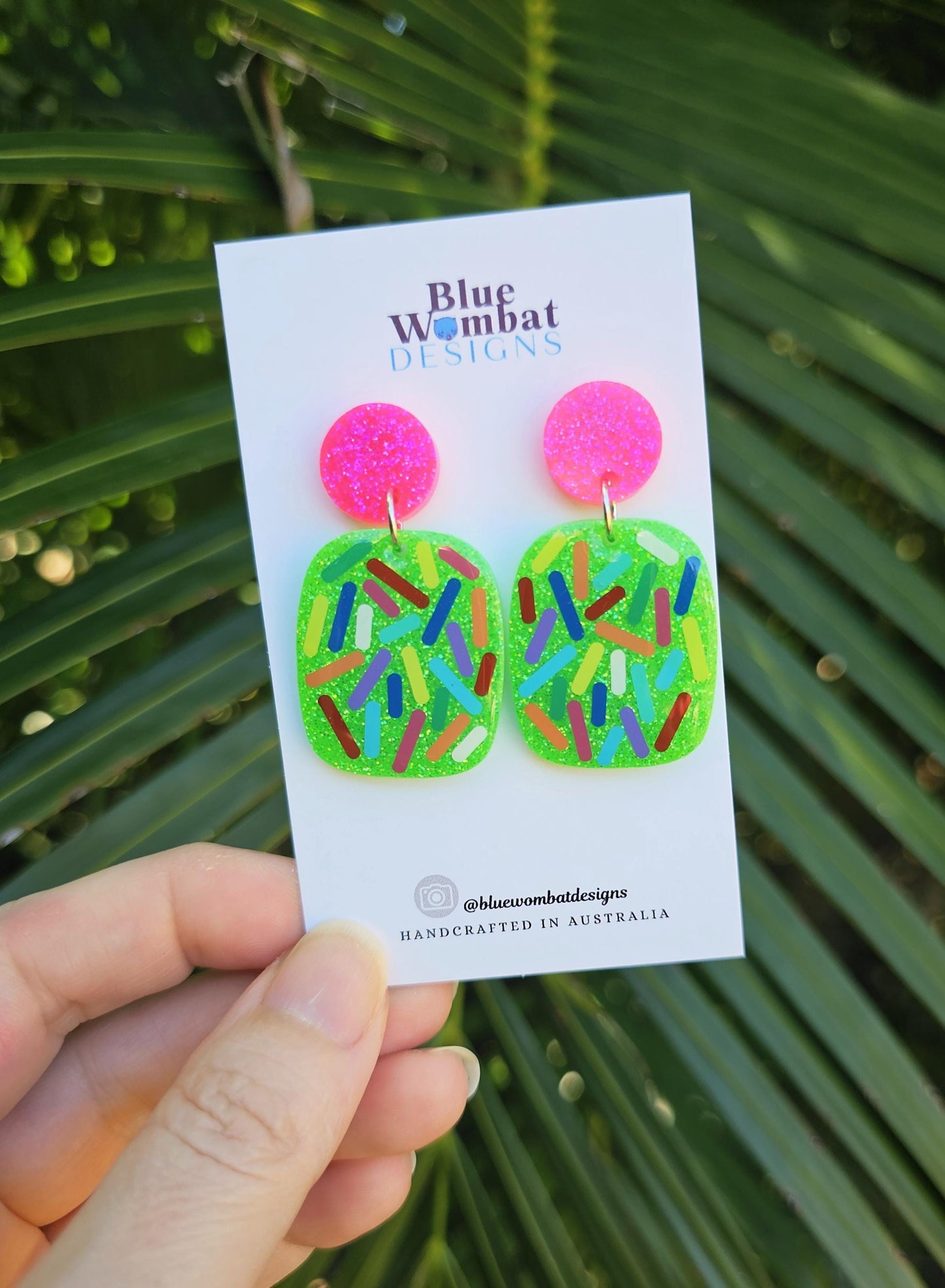 Colourful Sprinkles Resin Glitter Statement Dangle Earrings