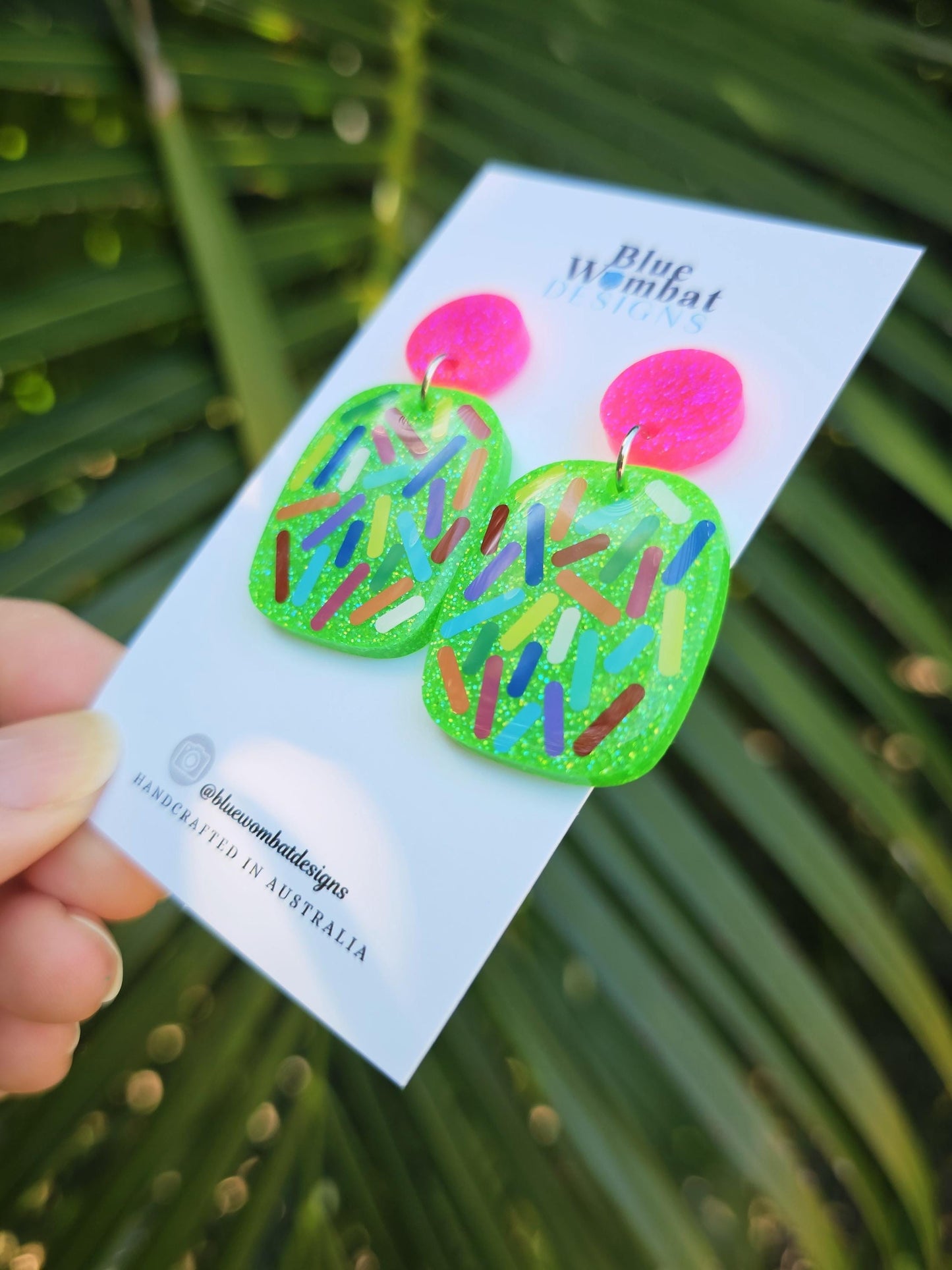 Colourful Sprinkles Resin Glitter Statement Dangle Earrings