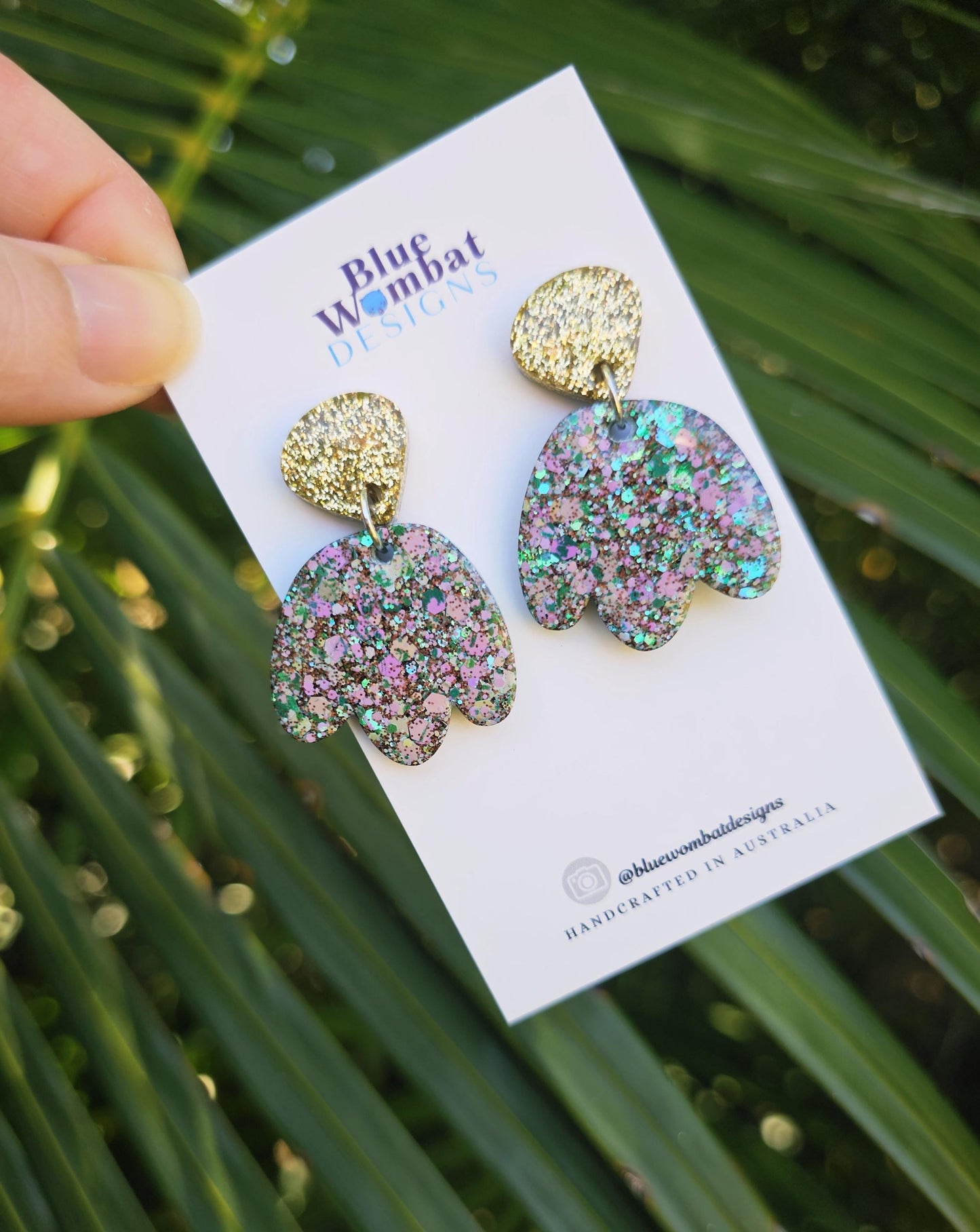 Resin Sparkle Glitter Dangle Statement Earrings
