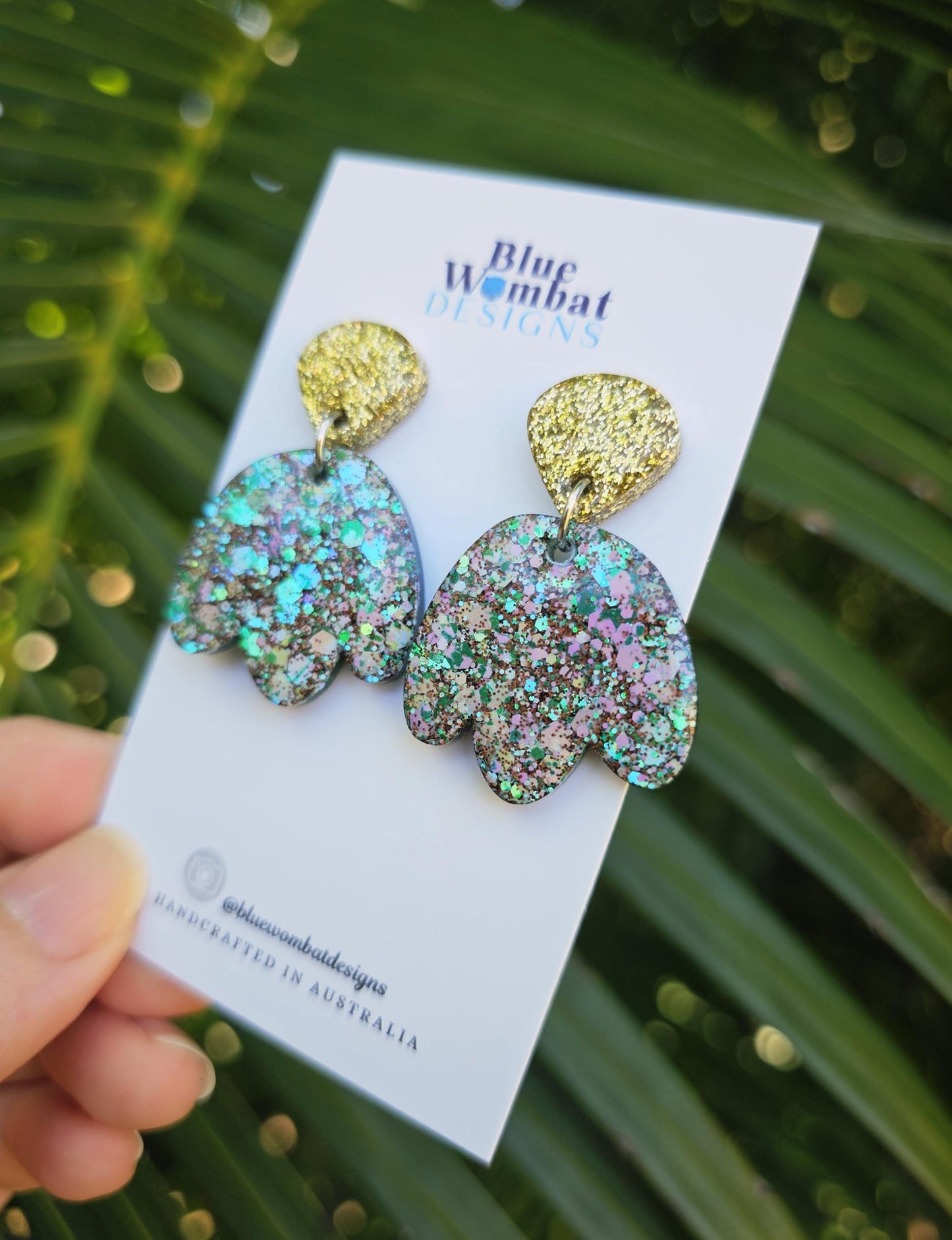 Resin Sparkle Glitter Dangle Statement Earrings