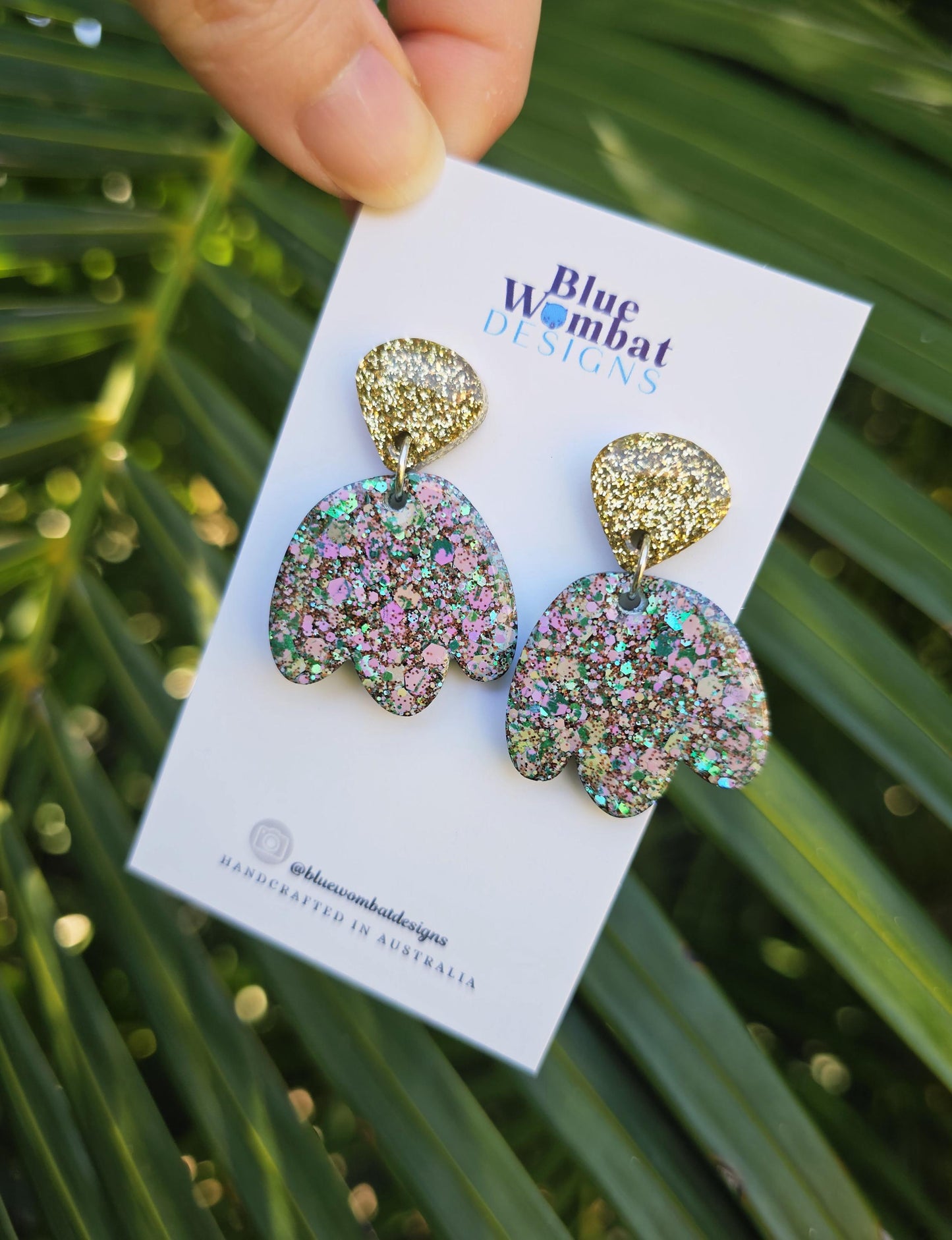 Resin Sparkle Glitter Dangle Statement Earrings