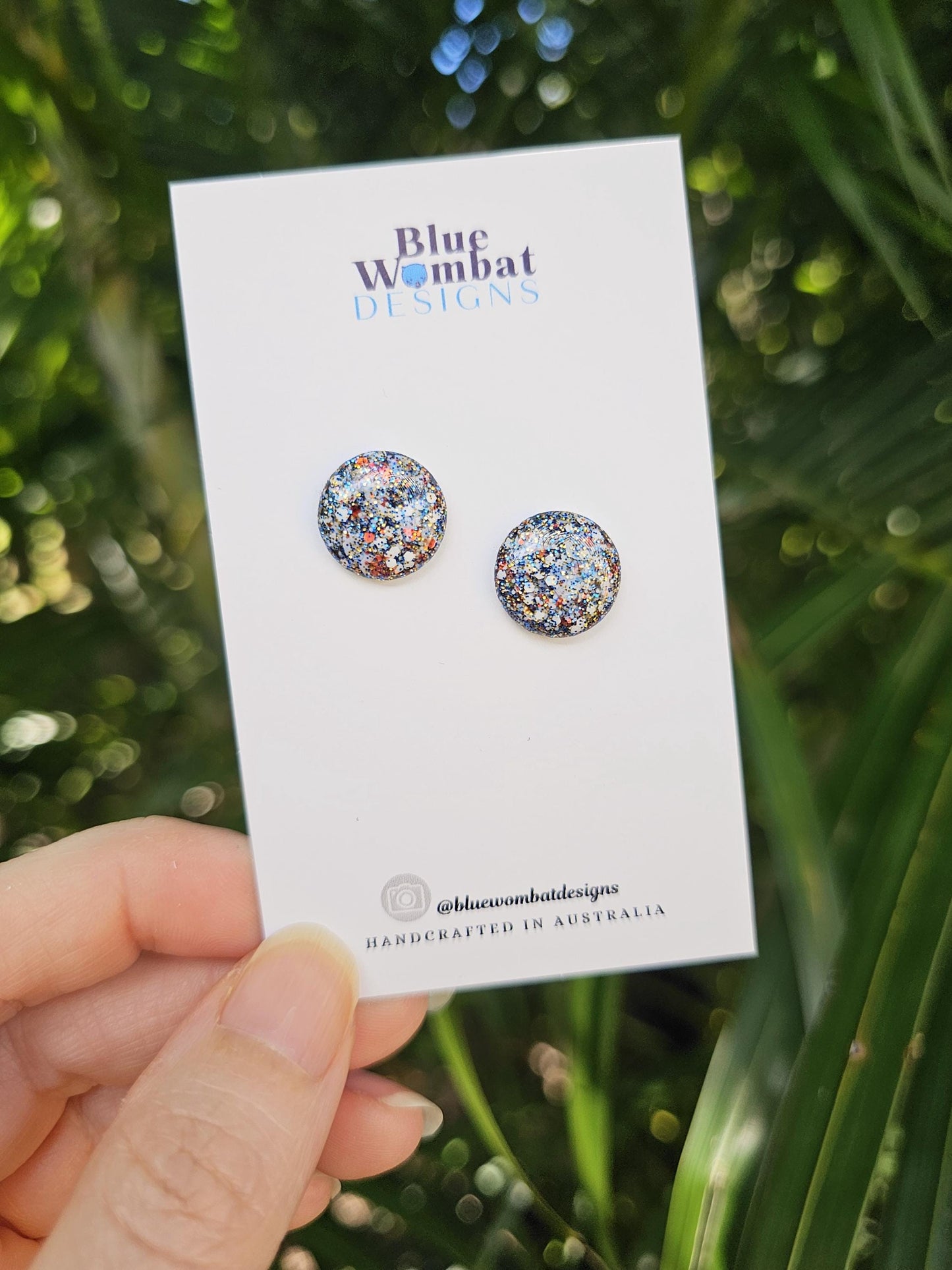 Colourful Glitter Resin Domed Studs 14mm