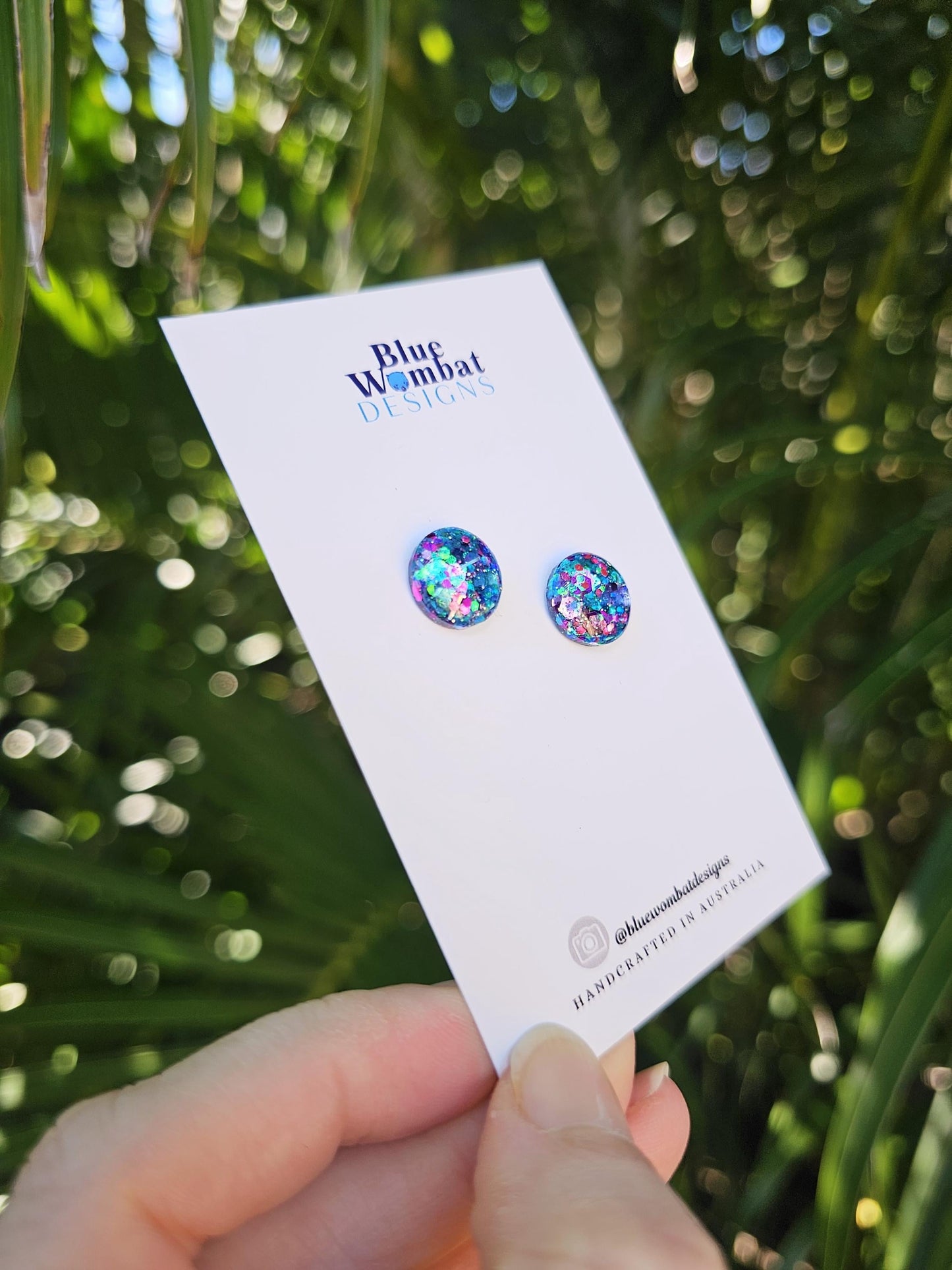 Colourful Sparkle Glitter Resin Domed Studs 12mm