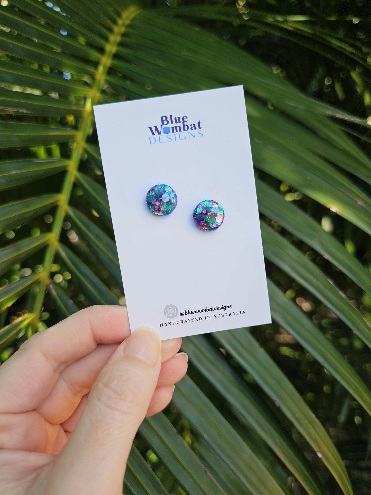 Colourful Sparkle Glitter Resin Domed Studs 12mm