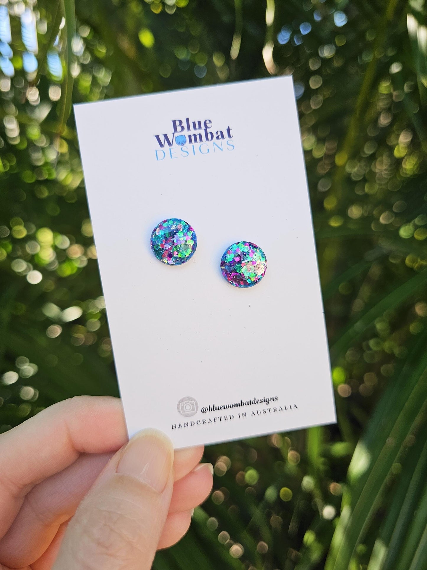 Colourful Sparkle Glitter Resin Domed Studs 12mm