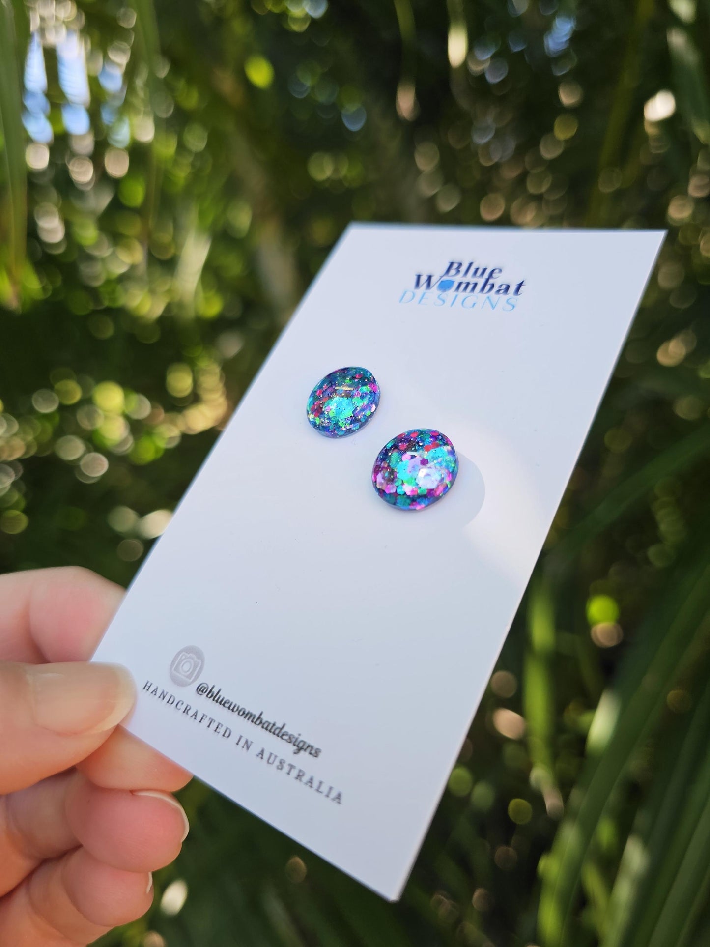 Colourful Sparkle Glitter Resin Domed Studs 12mm