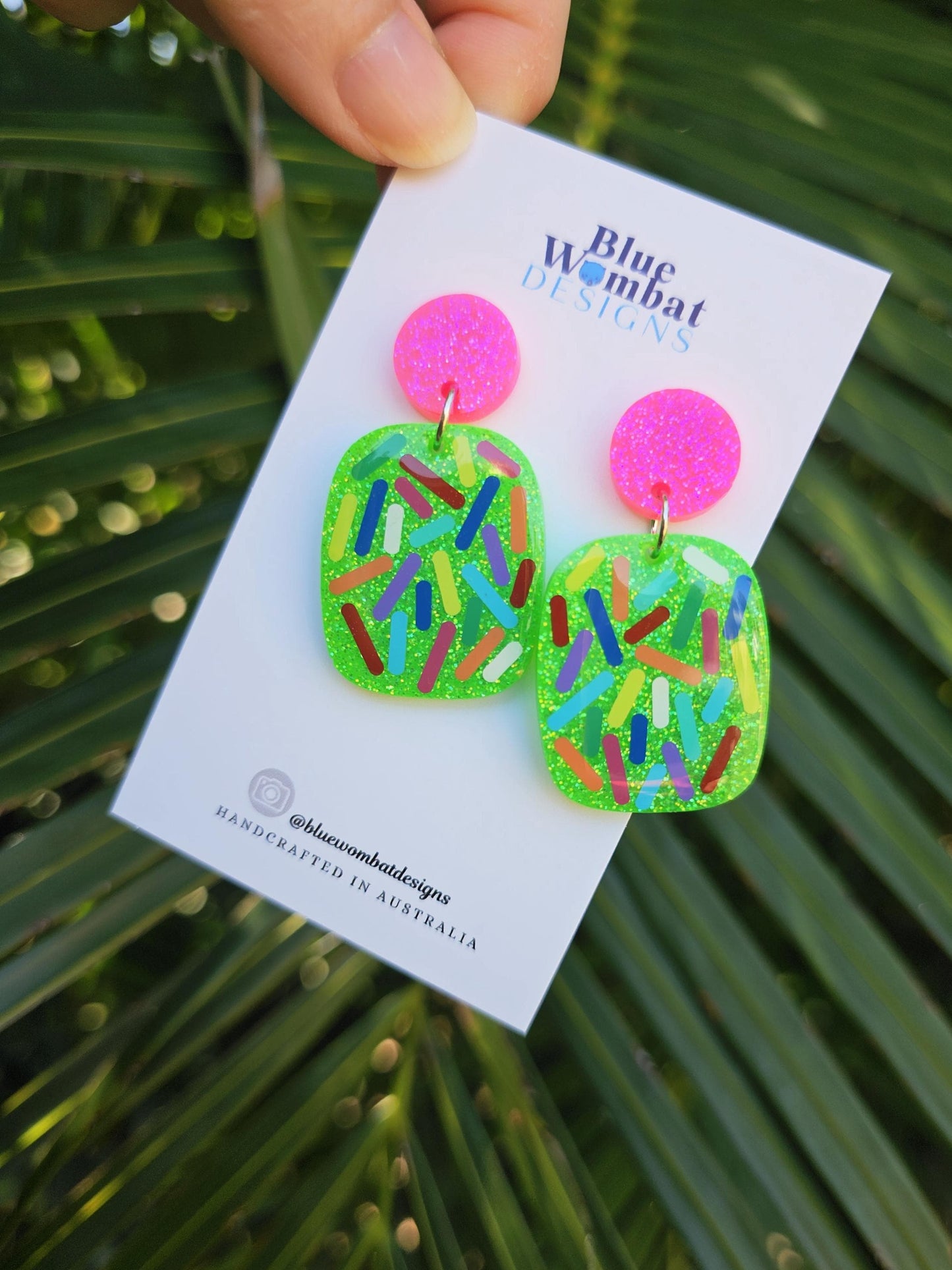 Colourful Sprinkles Resin Glitter Statement Dangle Earrings