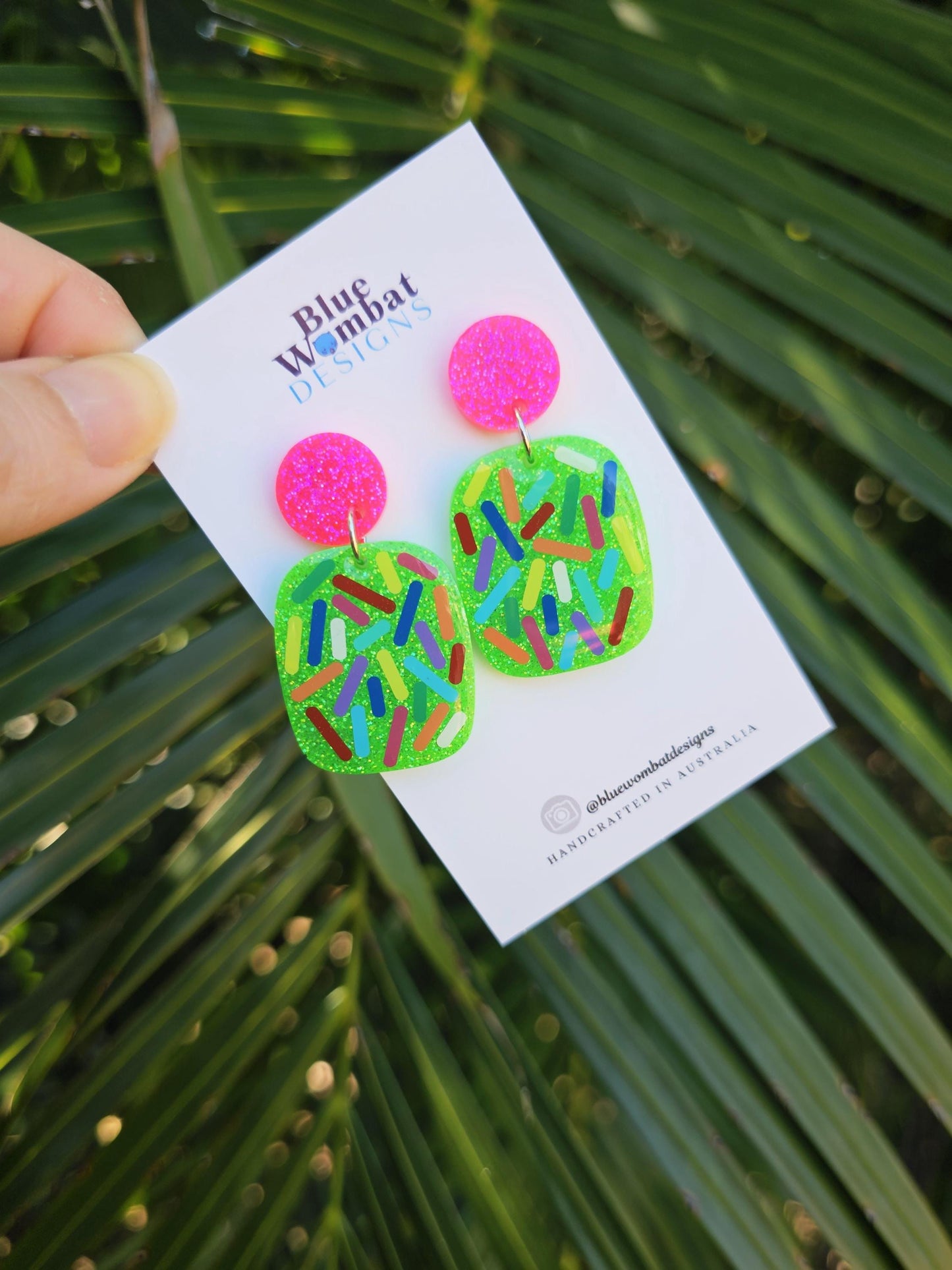 Colourful Sprinkles Resin Glitter Statement Dangle Earrings