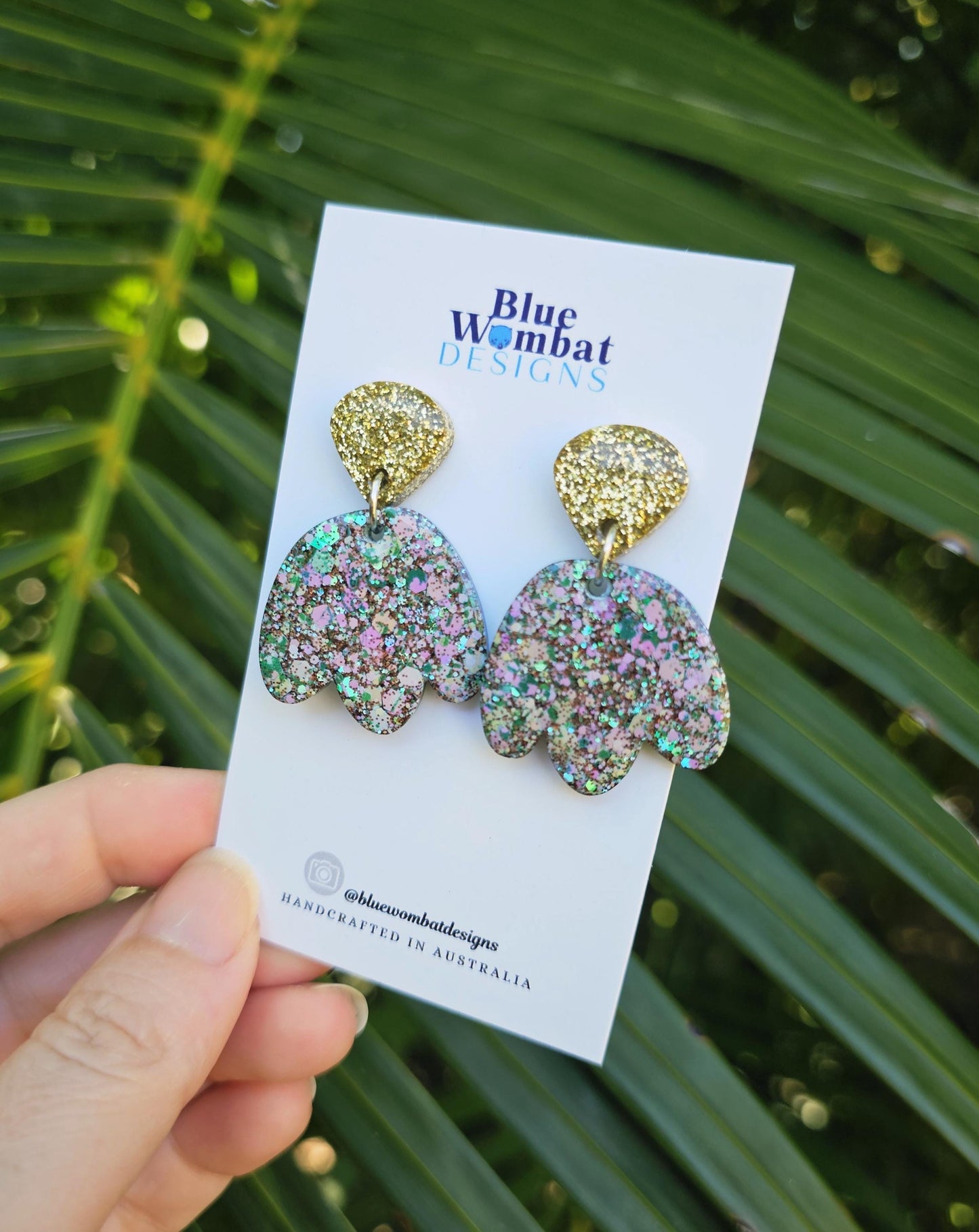 Resin Sparkle Glitter Dangle Statement Earrings