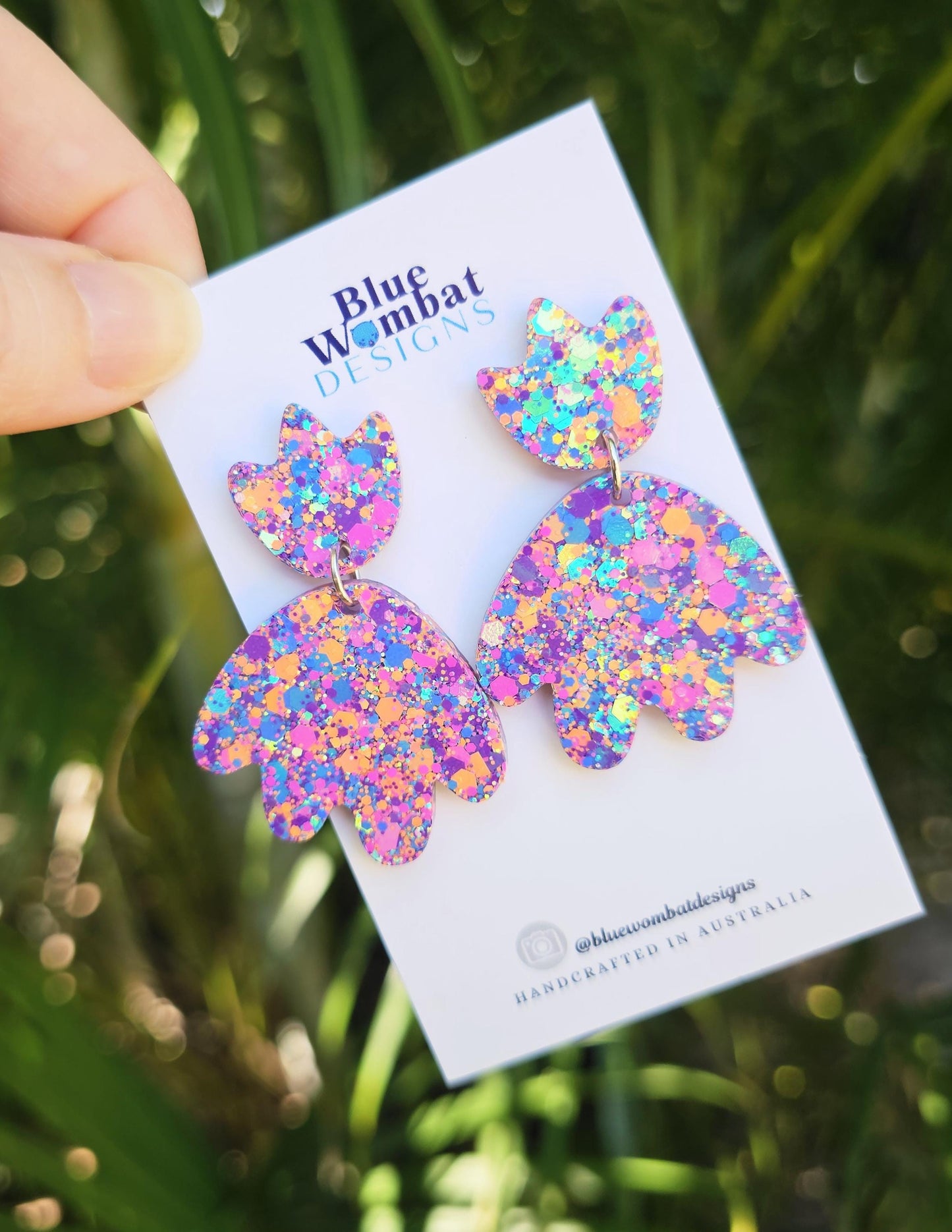 Colourful Glitter Resin Statement Dangle Earrings