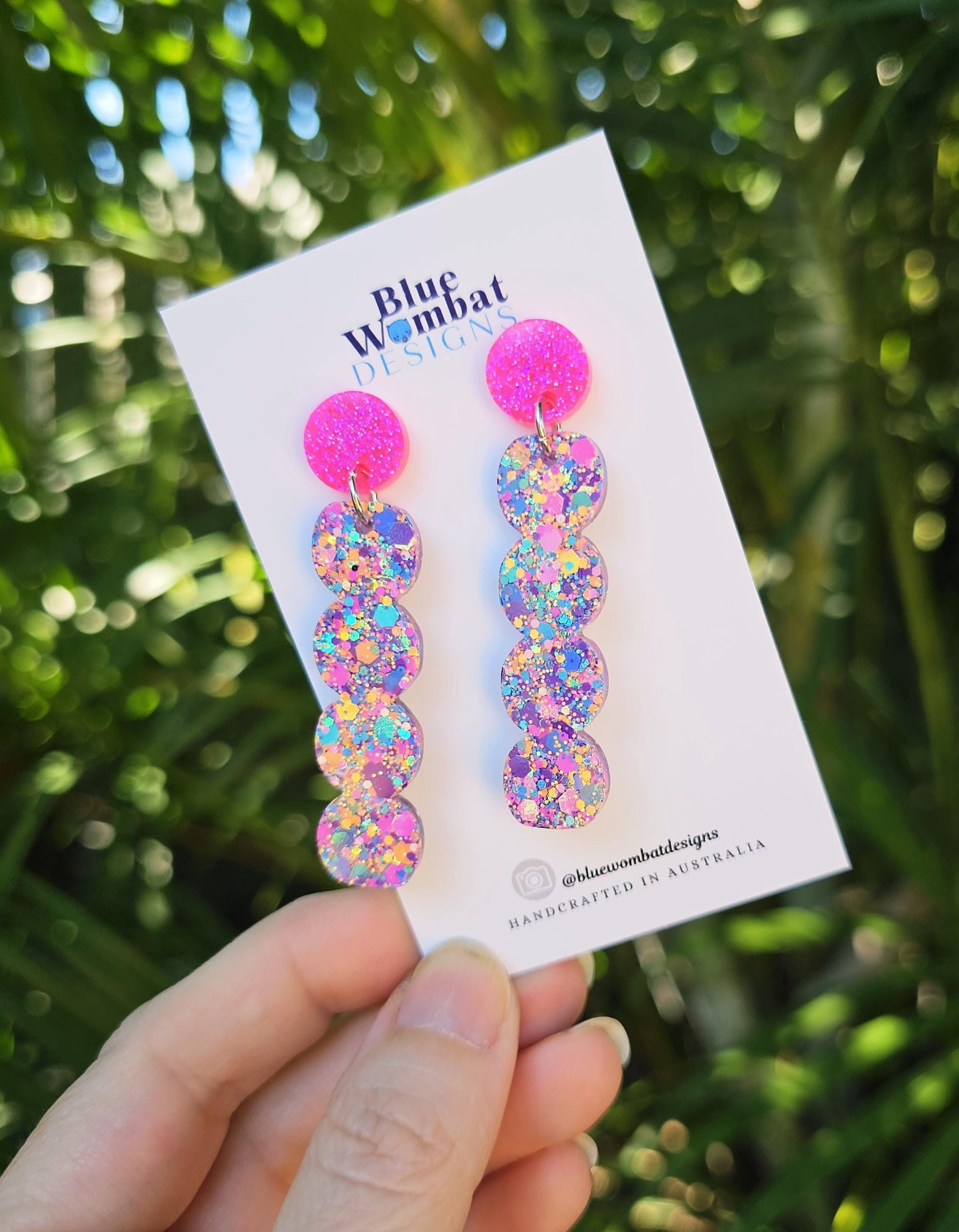 Squiggle Resin Glitter Statement Dangle Earrings