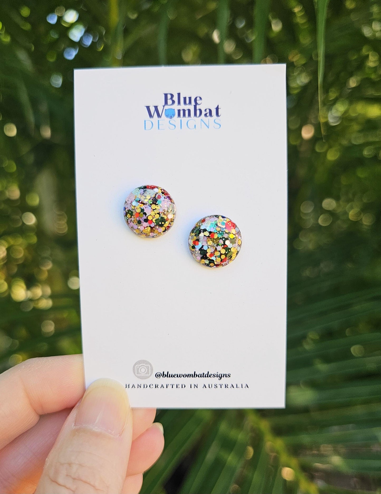 Christmas Glitter Resin Domed Studs 14mm