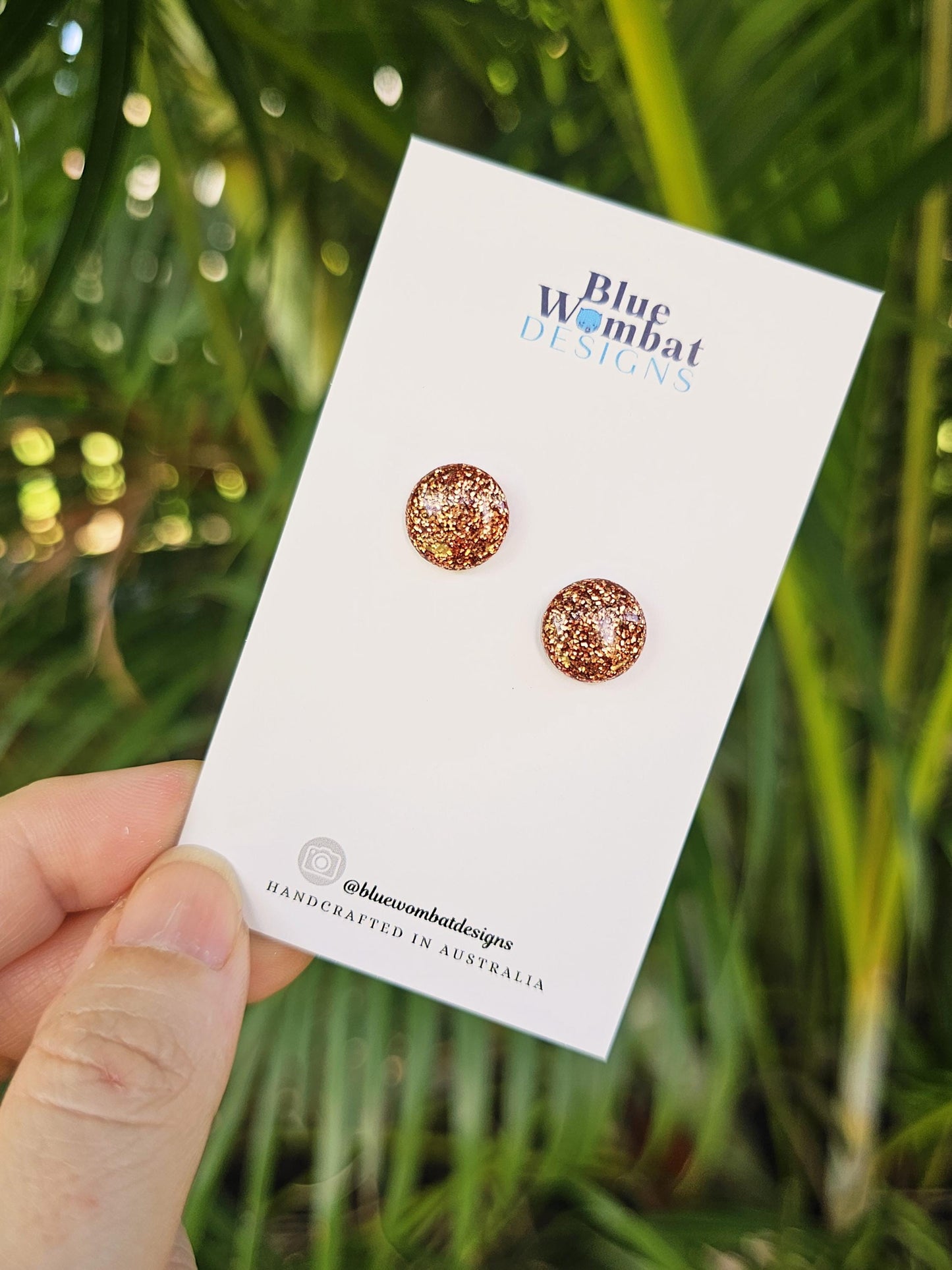 Copper Glitter Resin Domed Studs 12mm
