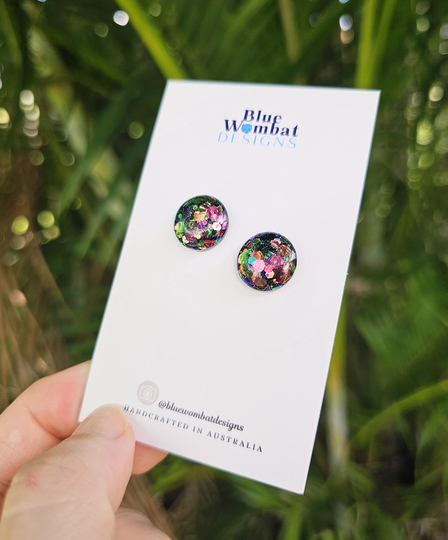 Iridescent Glitter Resin Domed Studs 14mm