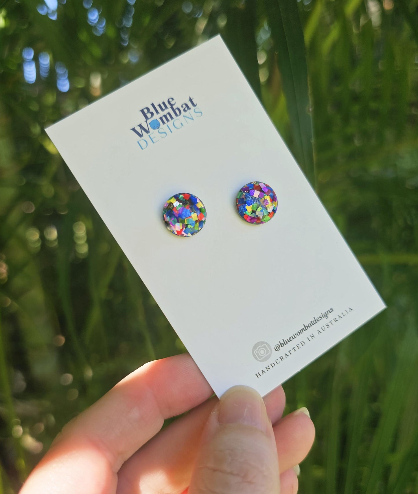 Colourful Glitter Resin Domed Studs 12mm