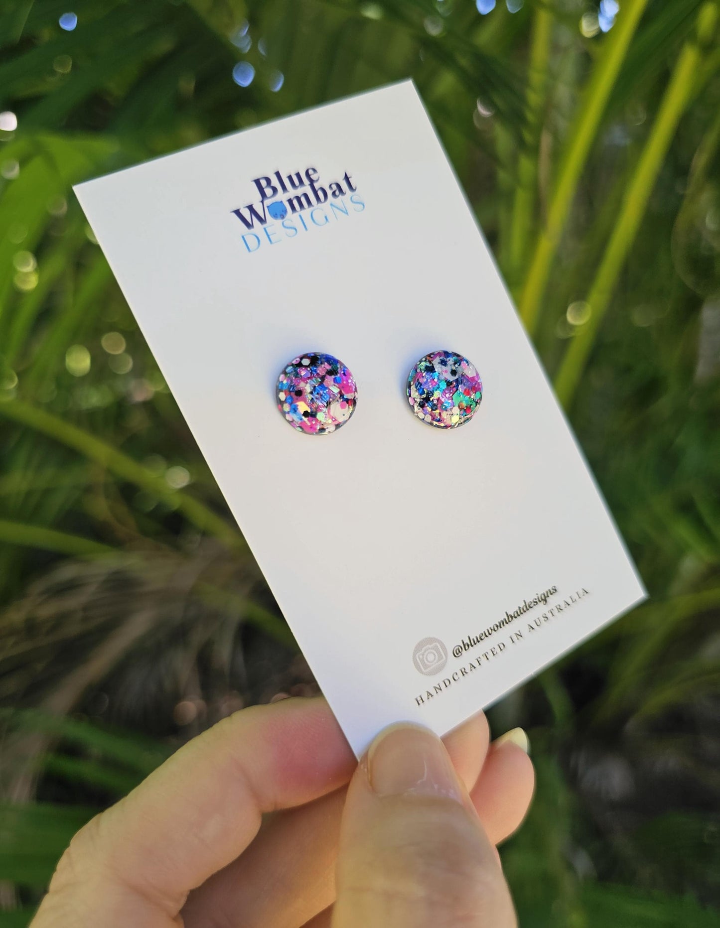 Colourful Glitter Resin Domed Studs 12mm