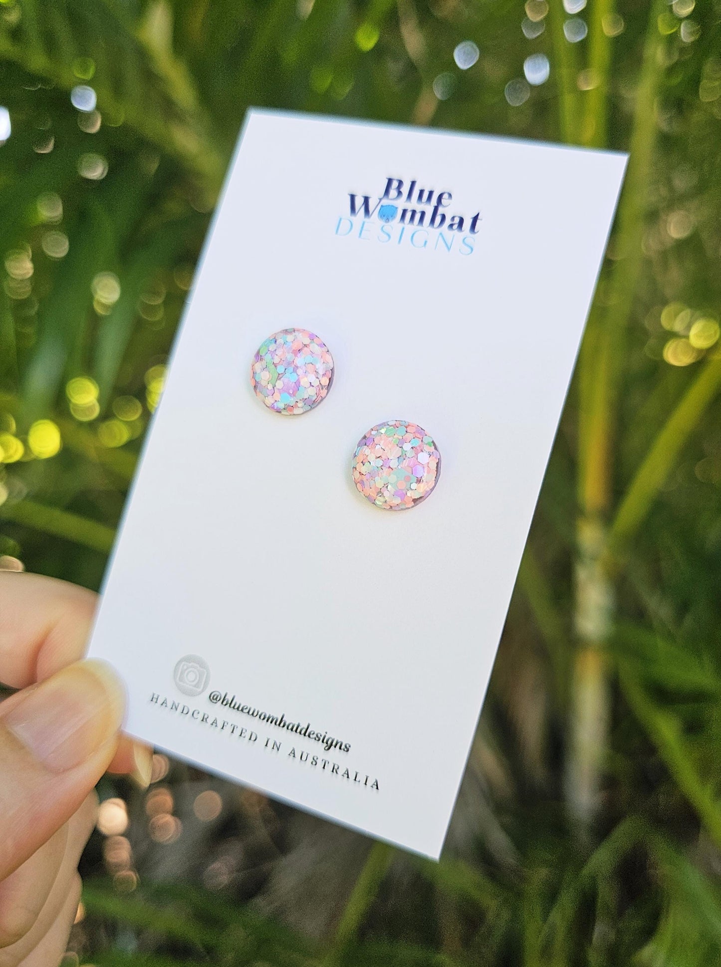 Pastel Glitter Resin Domed Sweet Studs 12mm