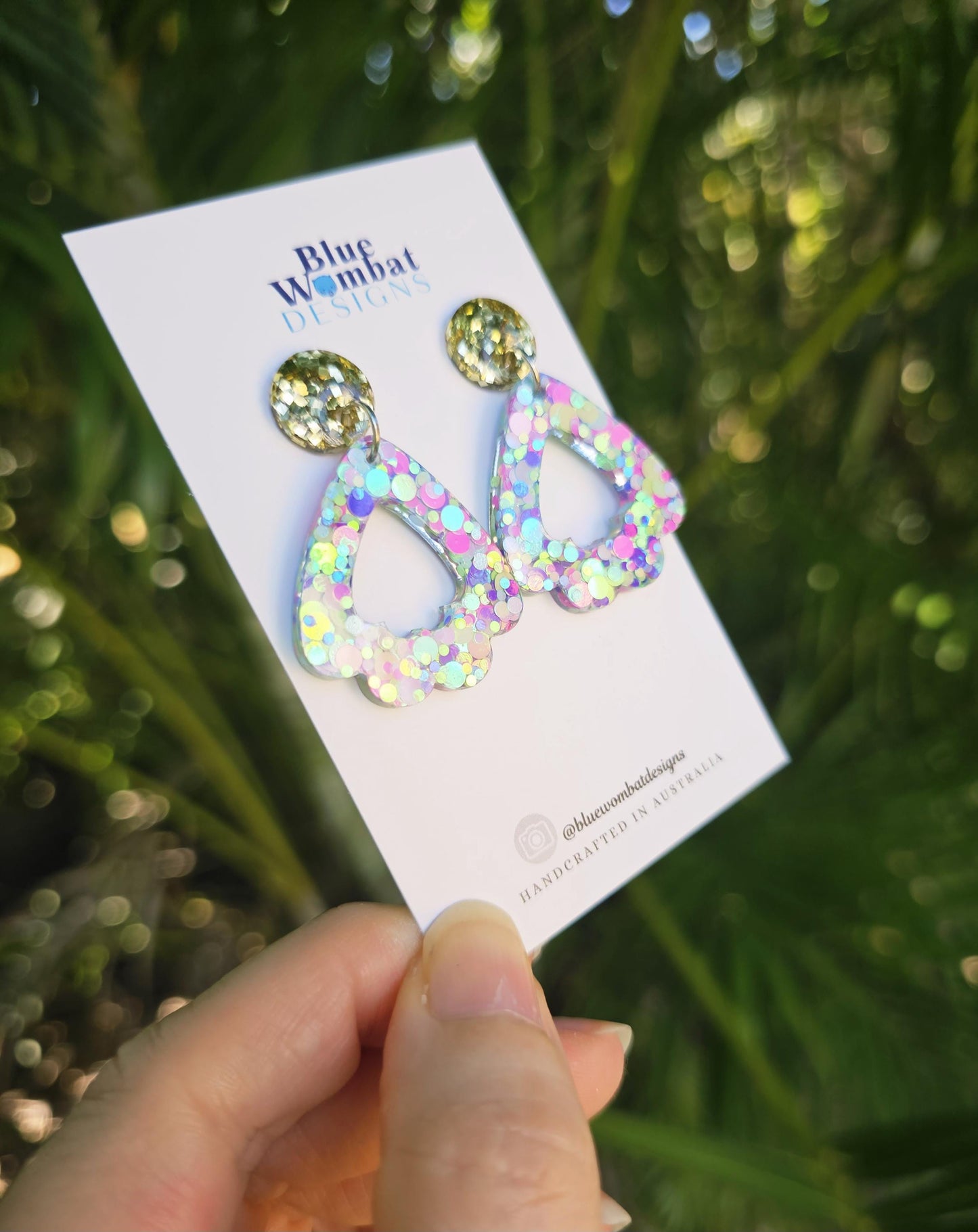 Resin Colourful Glitter Statement Dangle Earrings