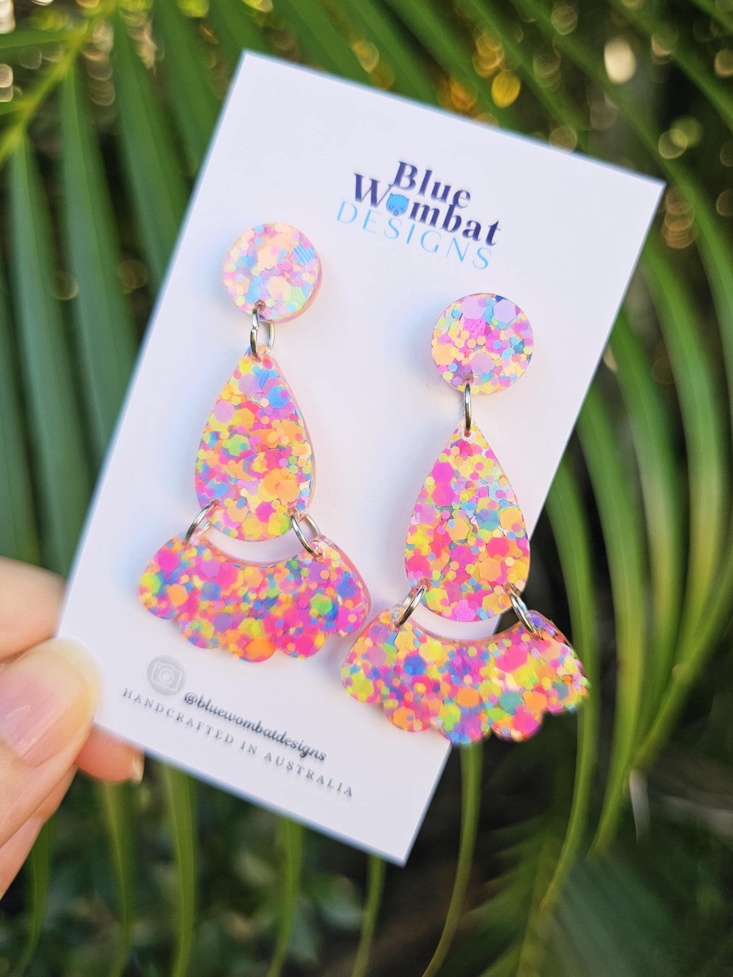 Colourful Resin Dangle Statement Earrings