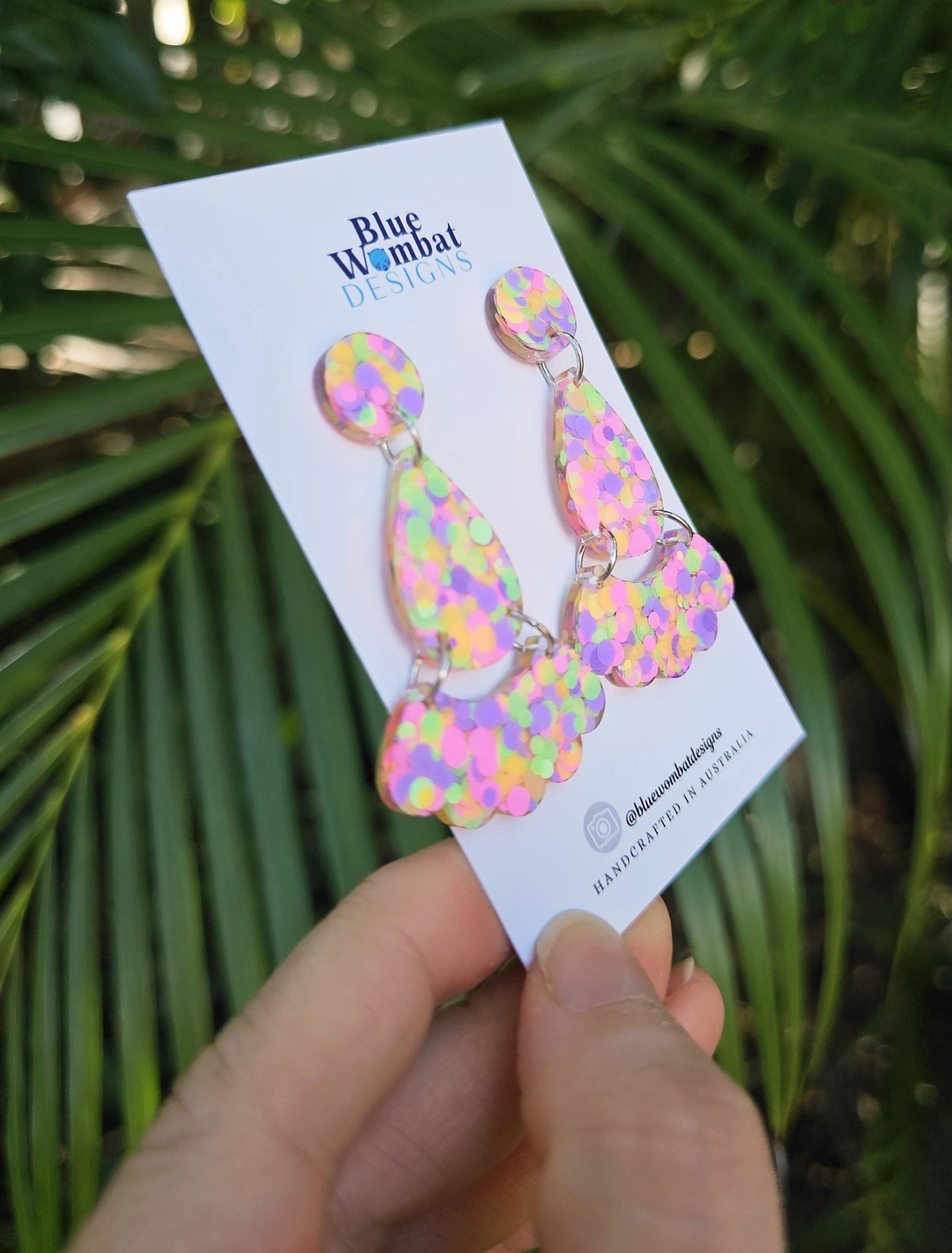 Resin Dangle Colourful Statement Earrings