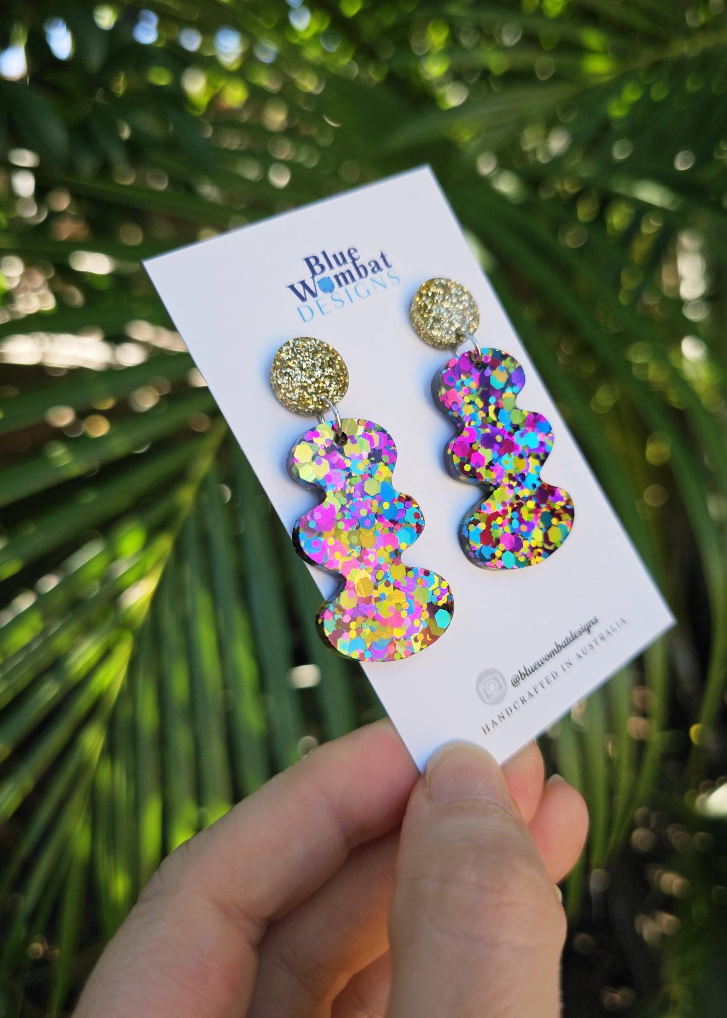 Squiggle Glitter Resin Dangle Earrings