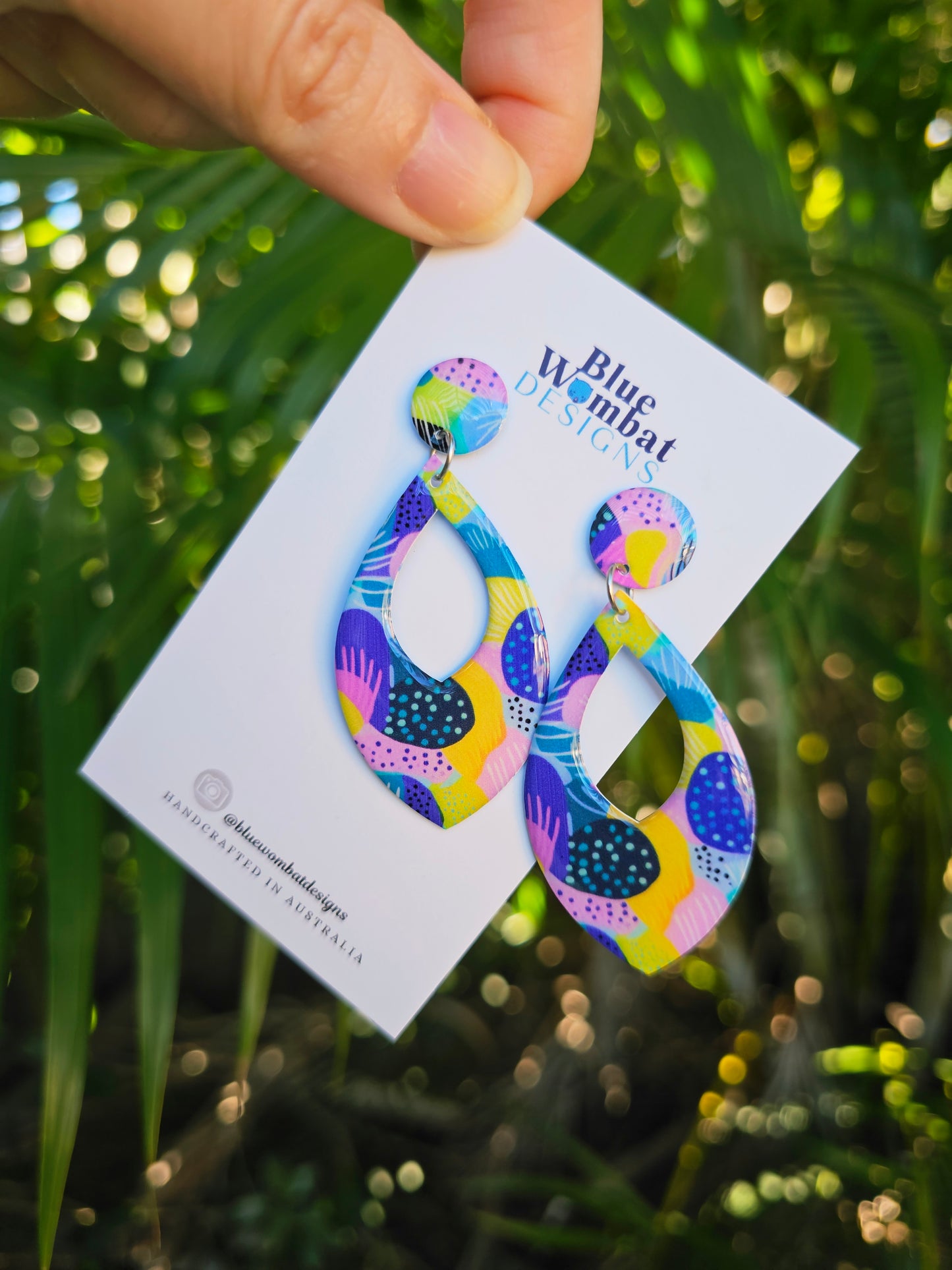 Colourful Yupo Paper Resin Dangle Earrings