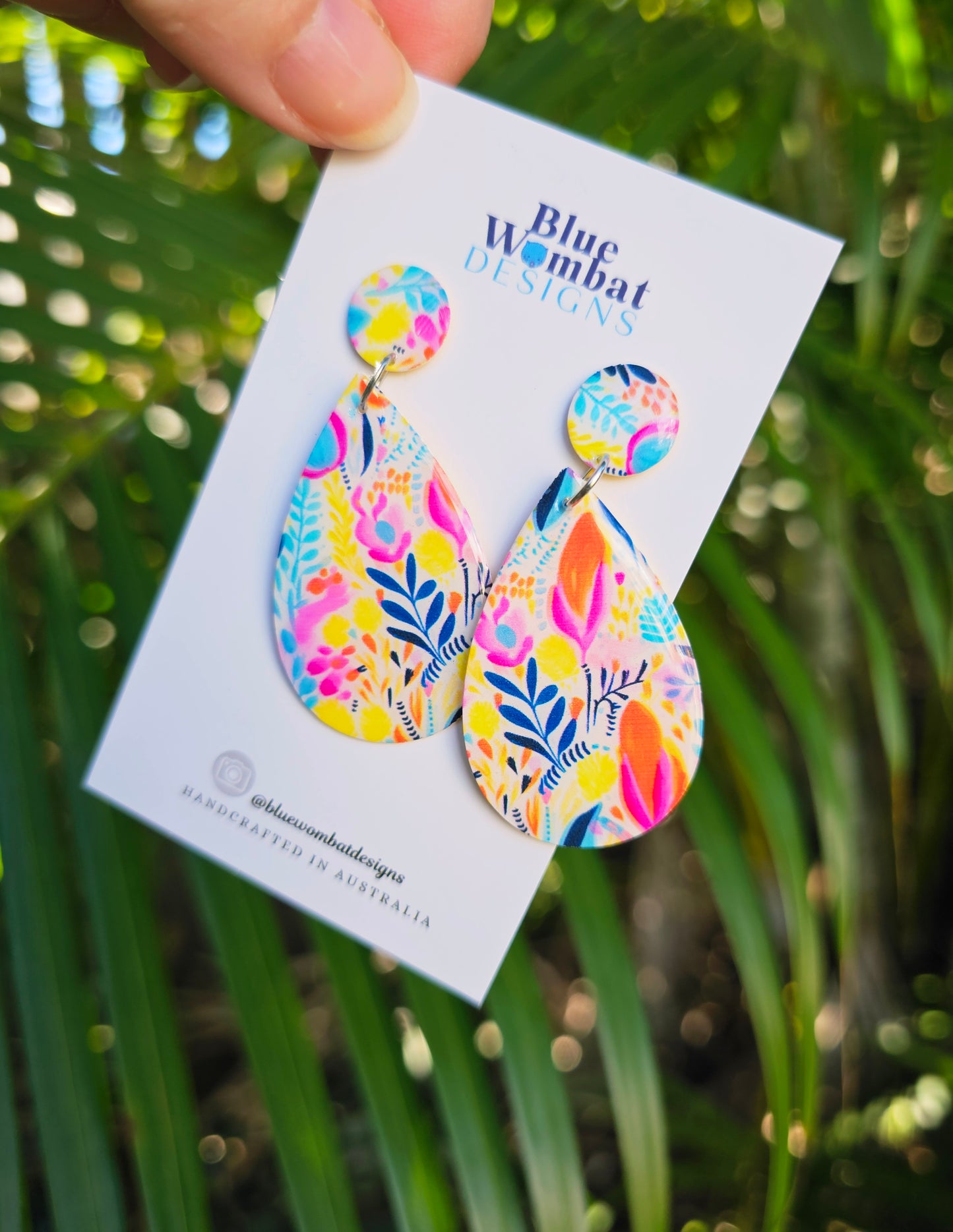 Tear Drop Resin Yupo Paper Dangle Earrings