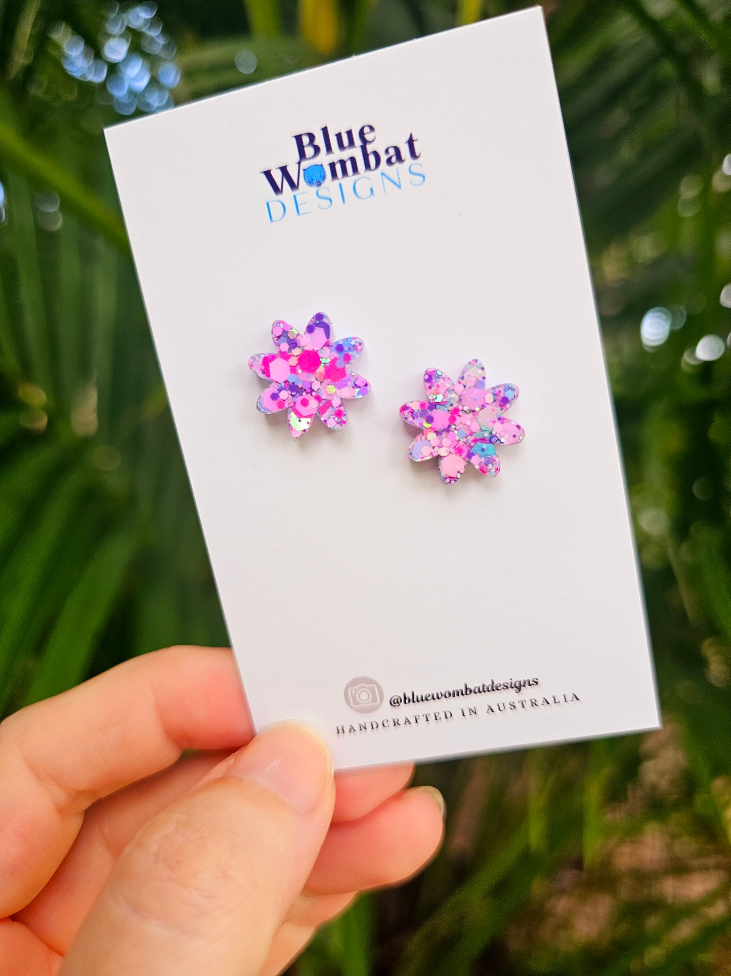 Glitter Resin Flower Studs