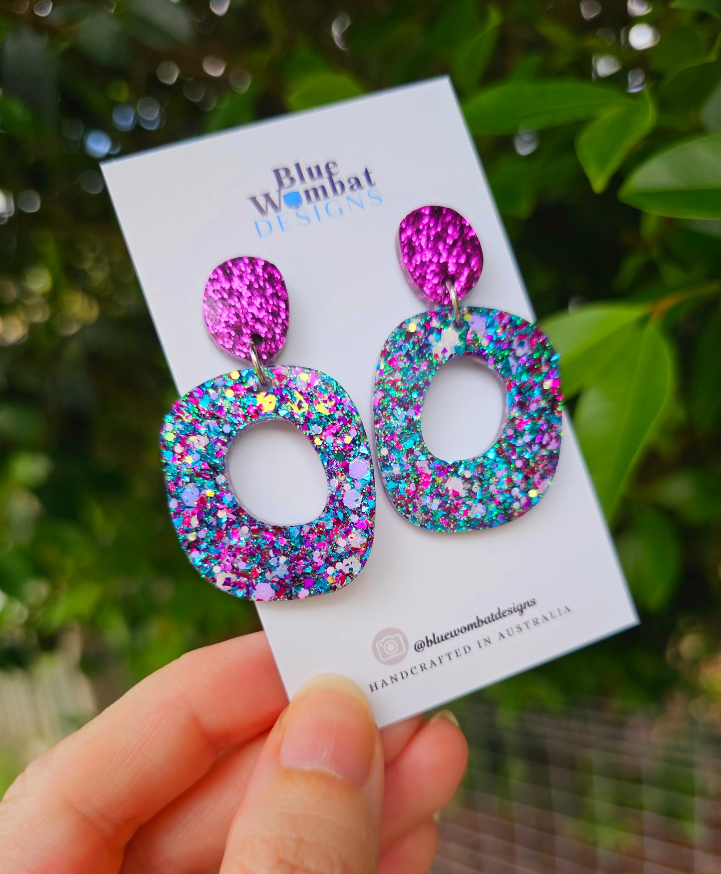 Handmade Glitter Resin Organic Shape Dangle Earrings