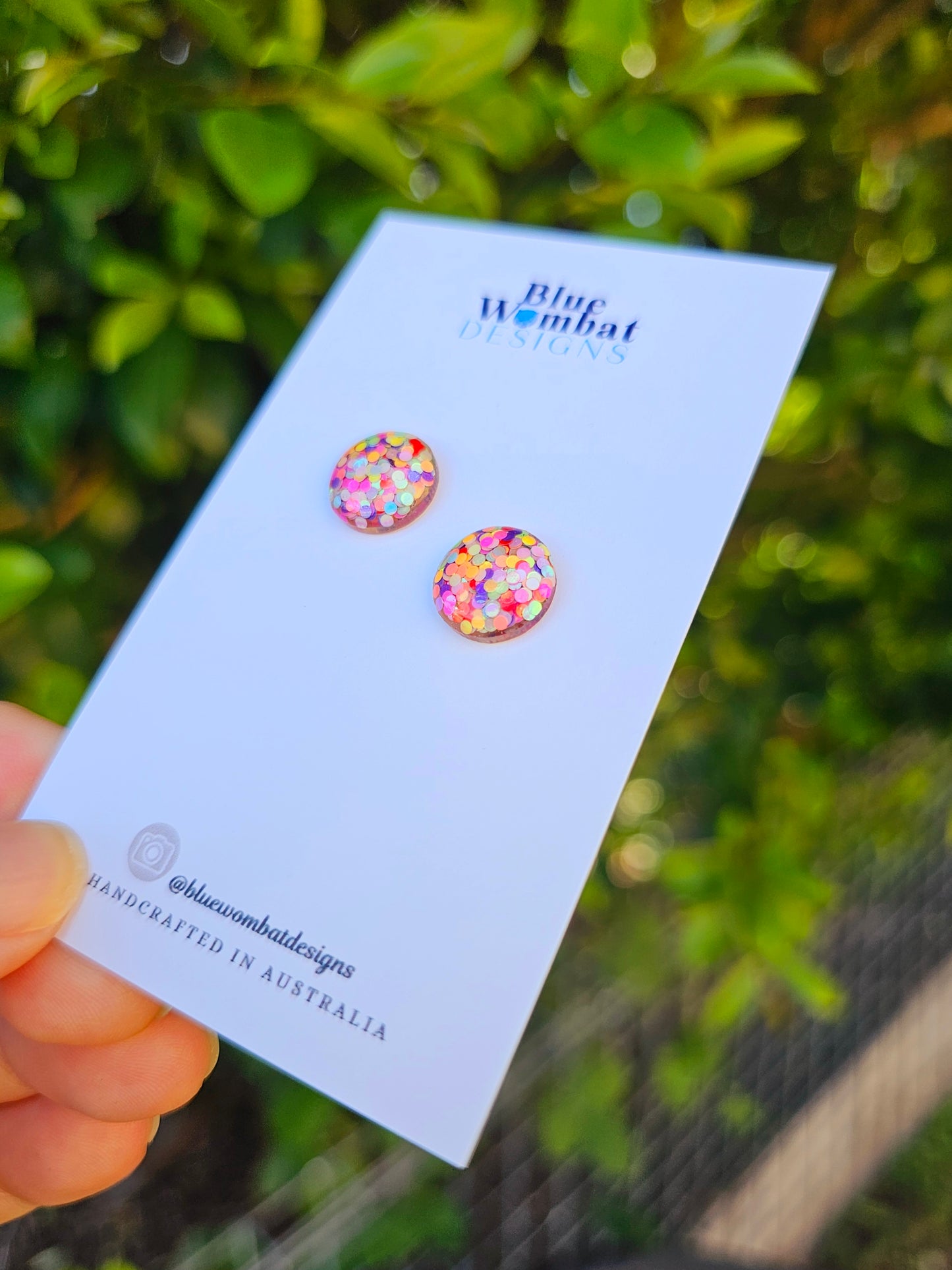 Colourful Spotty Glitter Resin Domed Studs 12mm