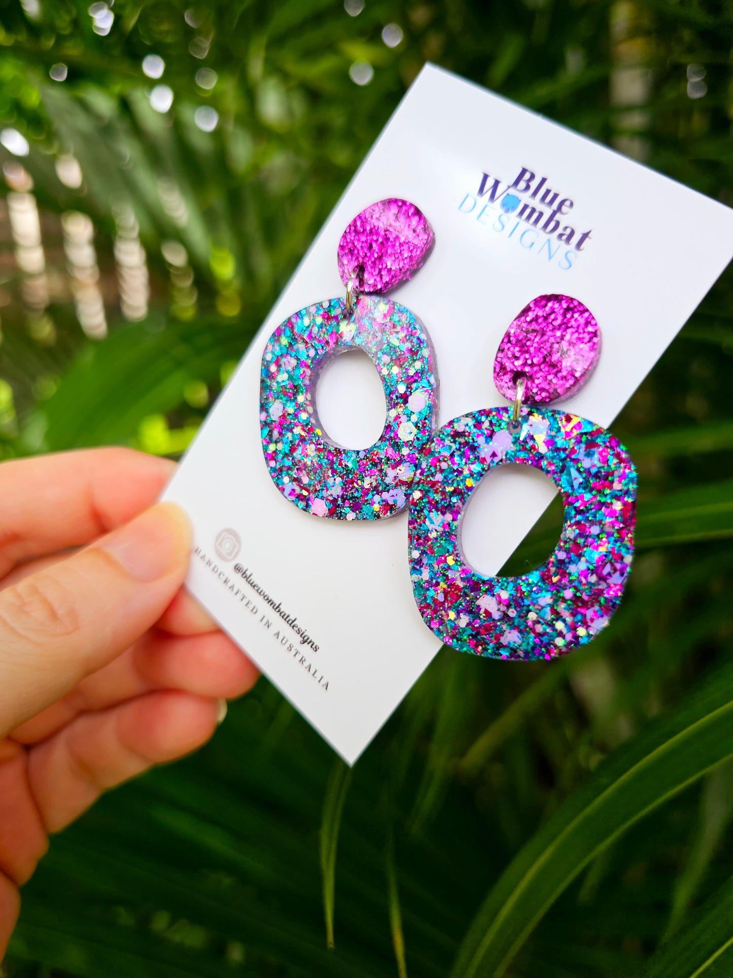 Handmade Glitter Resin Organic Shape Dangle Earrings