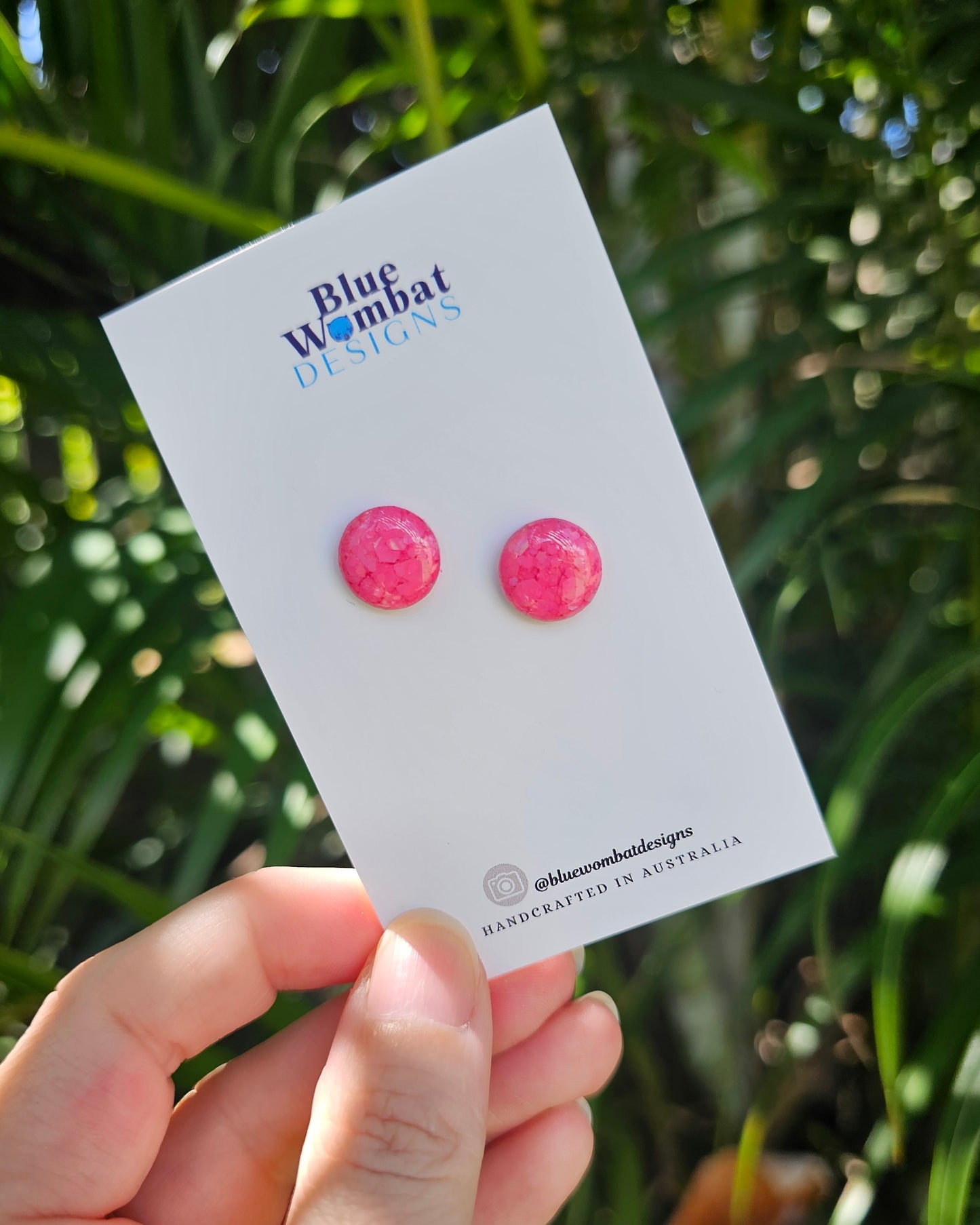 Pink Glitter Resin Domed Studs 12mm