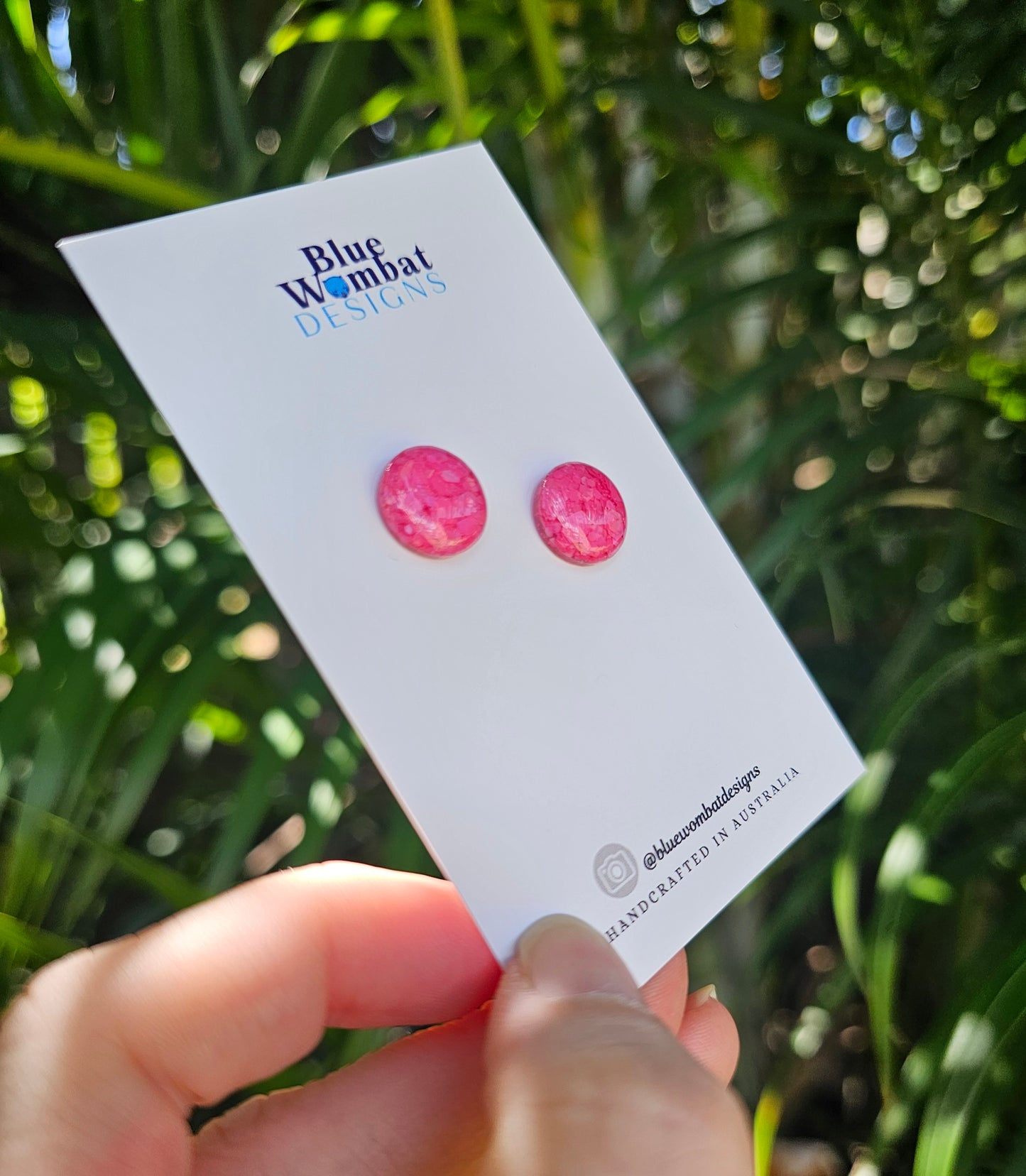 Pink Glitter Resin Domed Studs 12mm