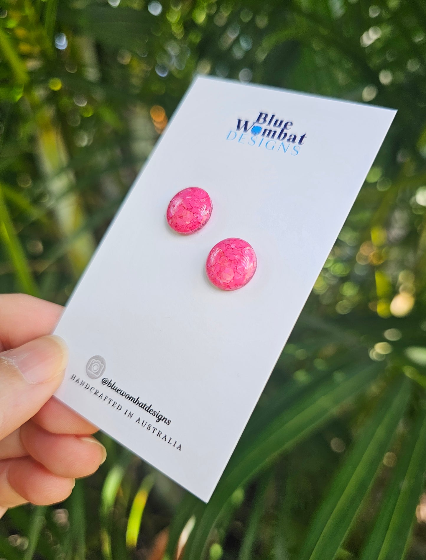 Pink Glitter Resin Domed Studs 12mm