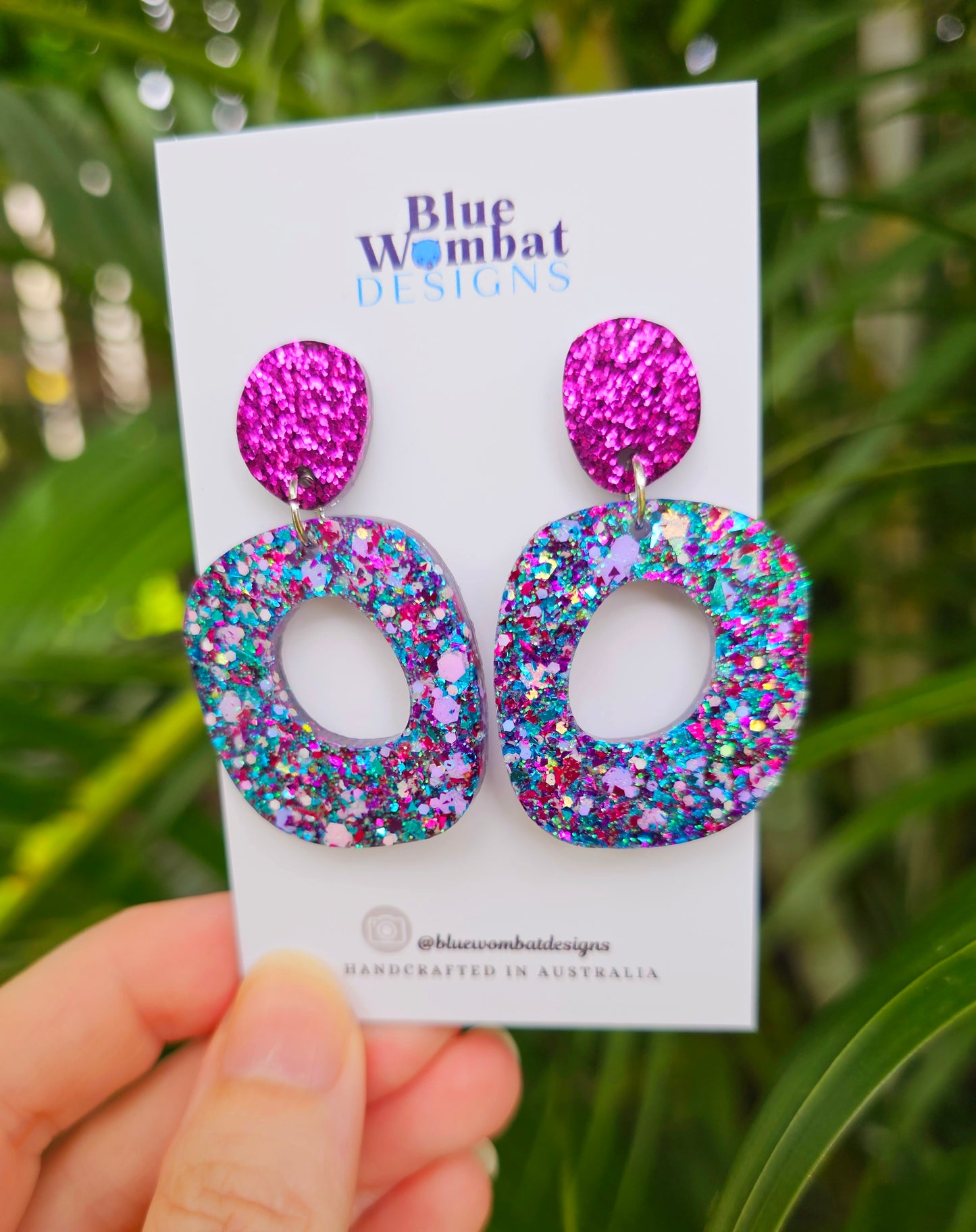 Handmade Glitter Resin Organic Shape Dangle Earrings
