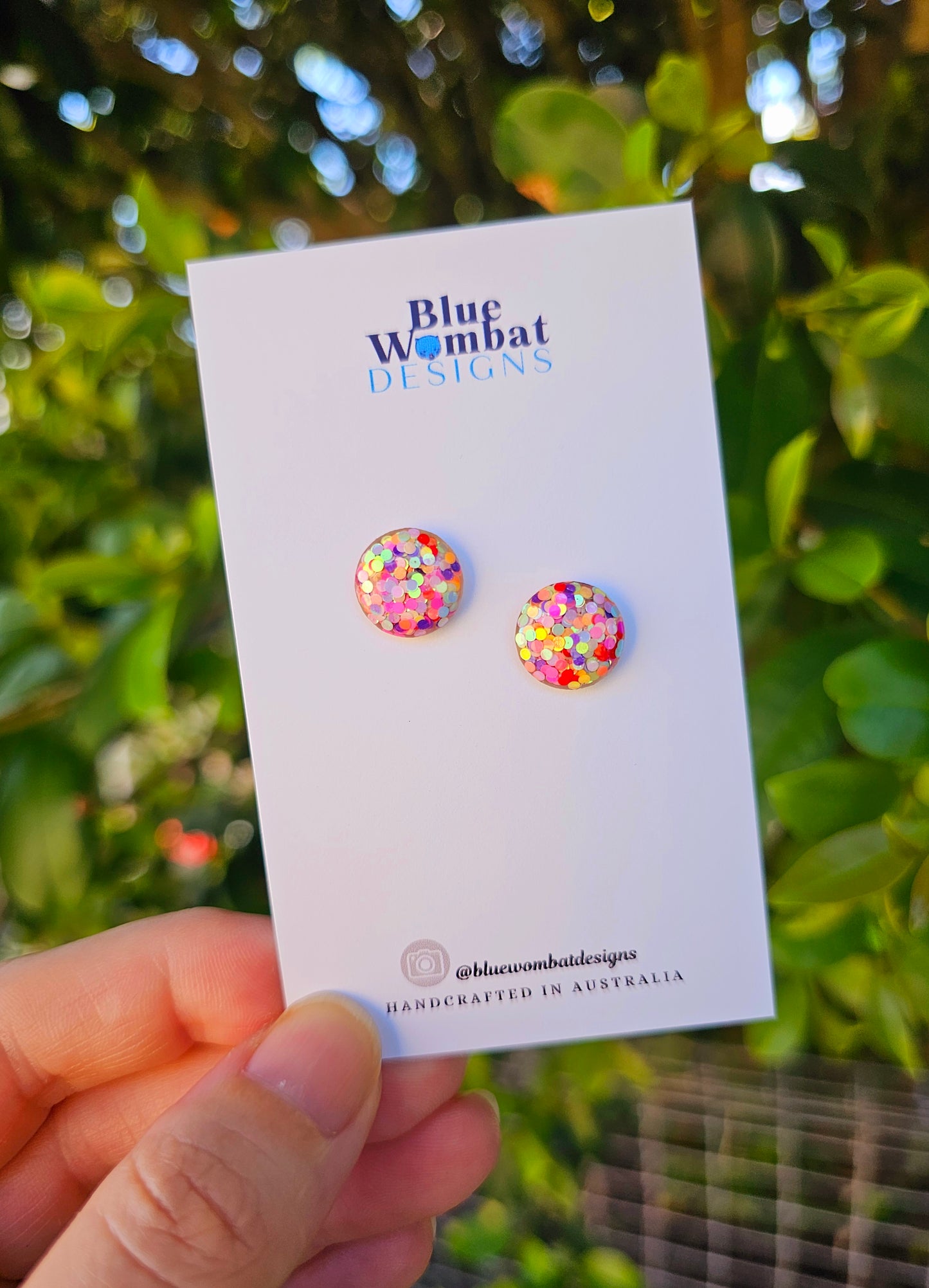 Colourful Spotty Glitter Resin Domed Studs 12mm